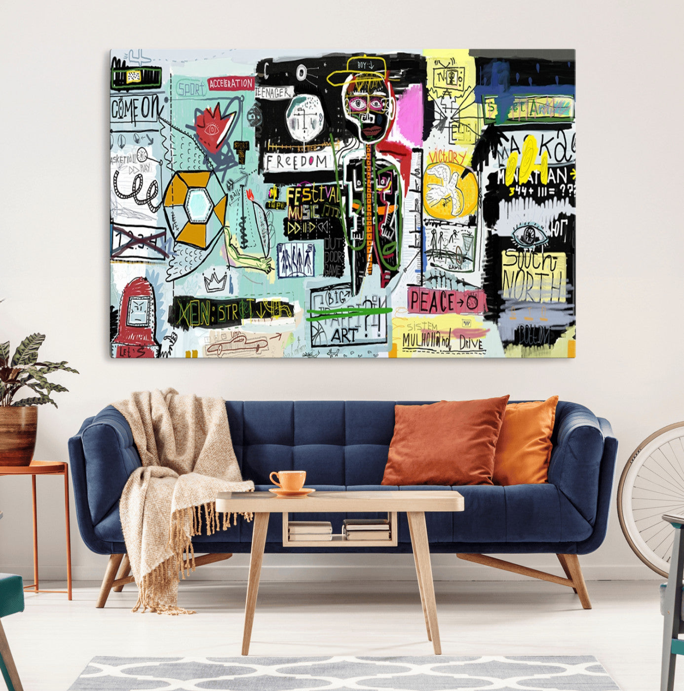10504-MGV-CV-36X24-Graffiti Wall Art – Colorful Urban Street Canvas Print, Modern Expressionist Painting for Living Room, Studio or Office, Bold Art Decor