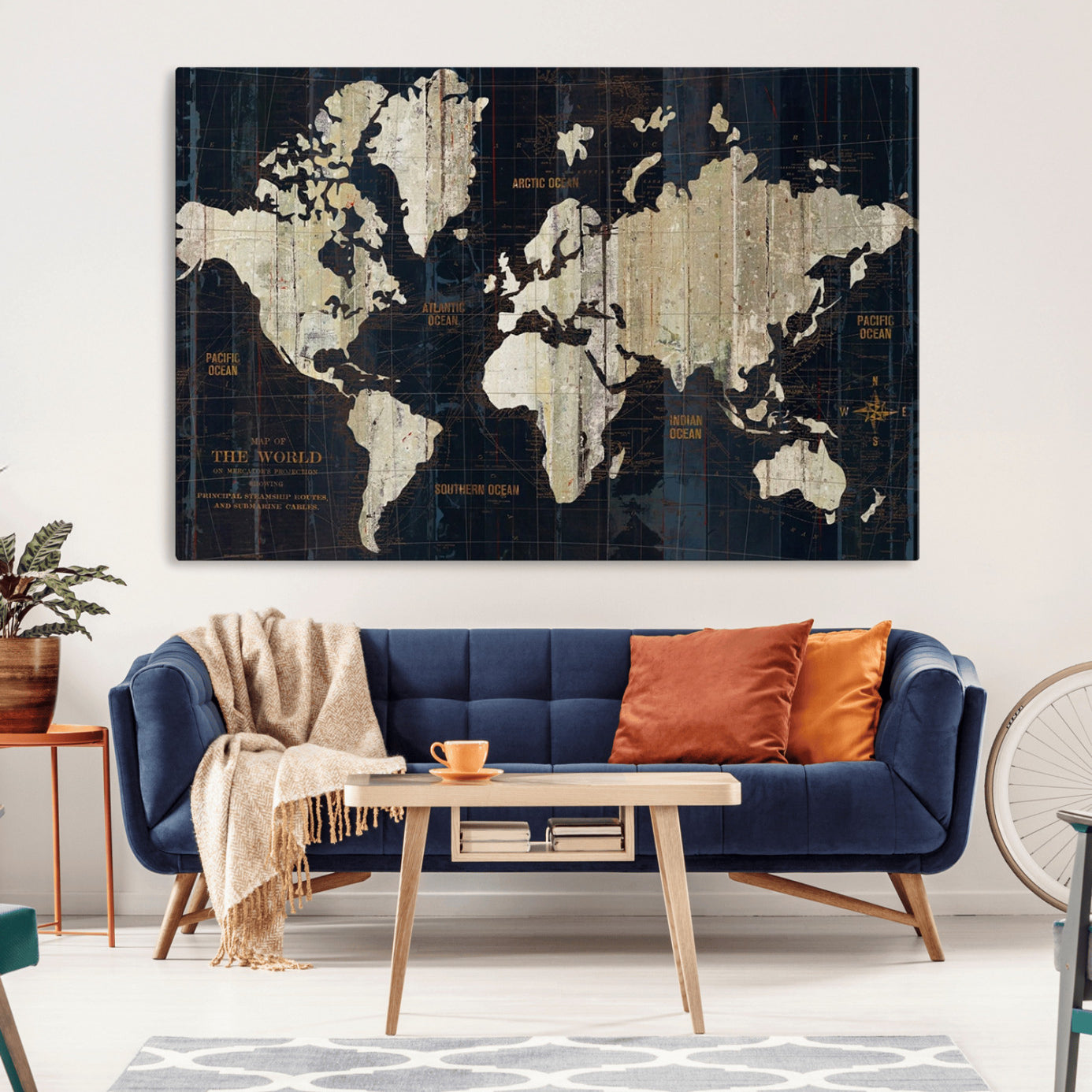14651-MGV-CV-36X24-Push Pin World Map Canvas Print – Travel Tracker Wall Art for Couples, Perfect Anniversary Gift for Home or Office Decor