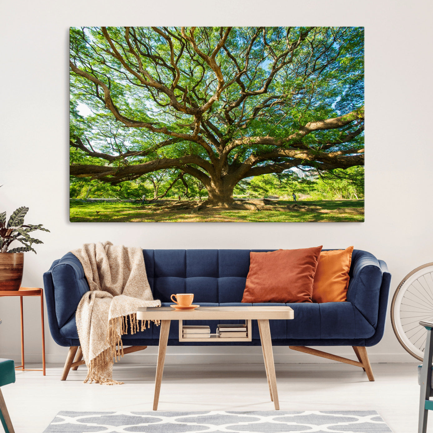 70569-MGV-CV-36X24-Majestic Oak Tree Wall Art – Serene Nature Canvas Print with Spreading Branches, Tranquil Forest Landscape Decor for Living Room or Office