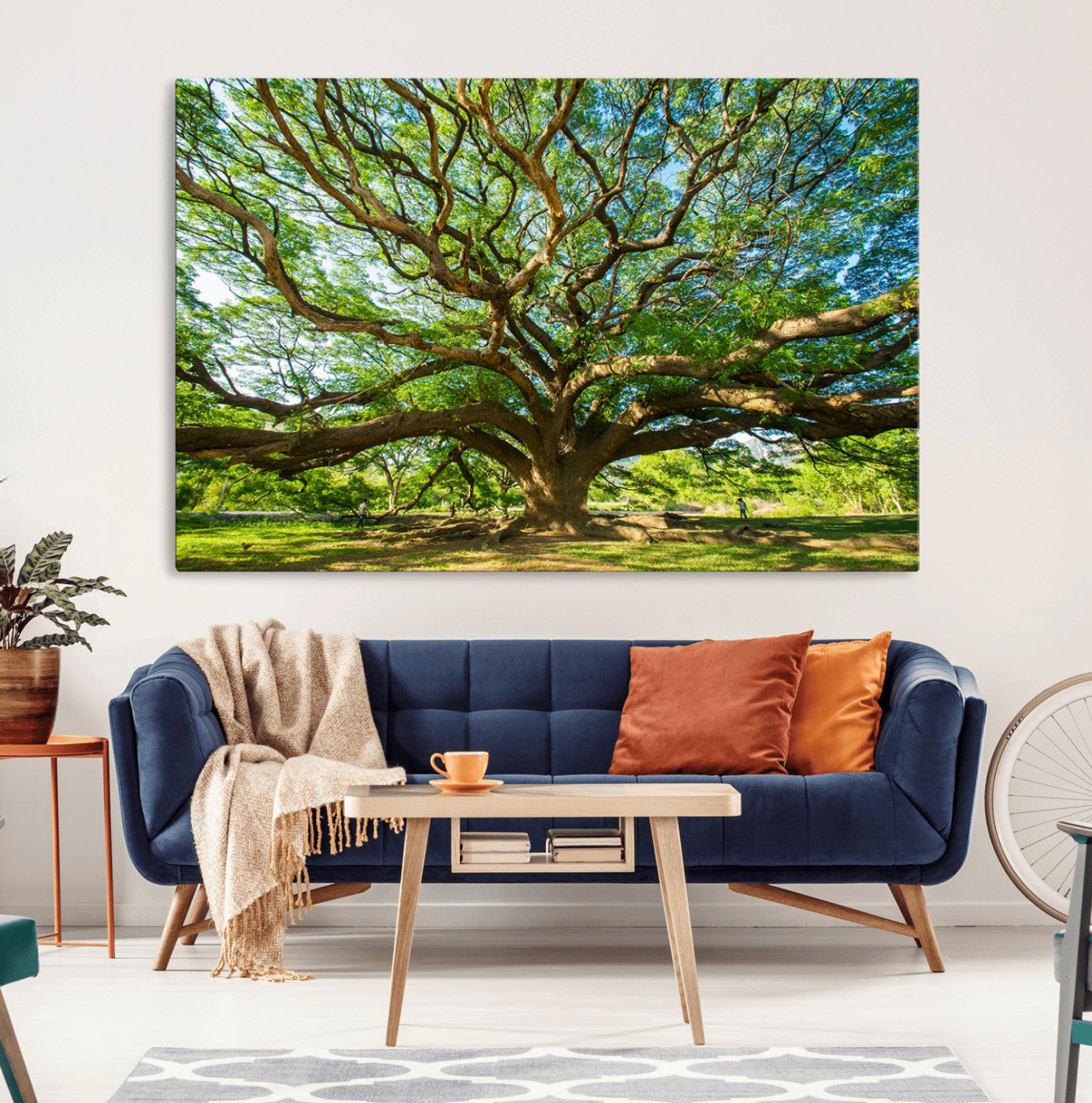 70569-MGV-CV-36X24-Majestic Oak Tree Wall Art – Serene Nature Canvas Print with Spreading Branches, Tranquil Forest Landscape Decor for Living Room or Office