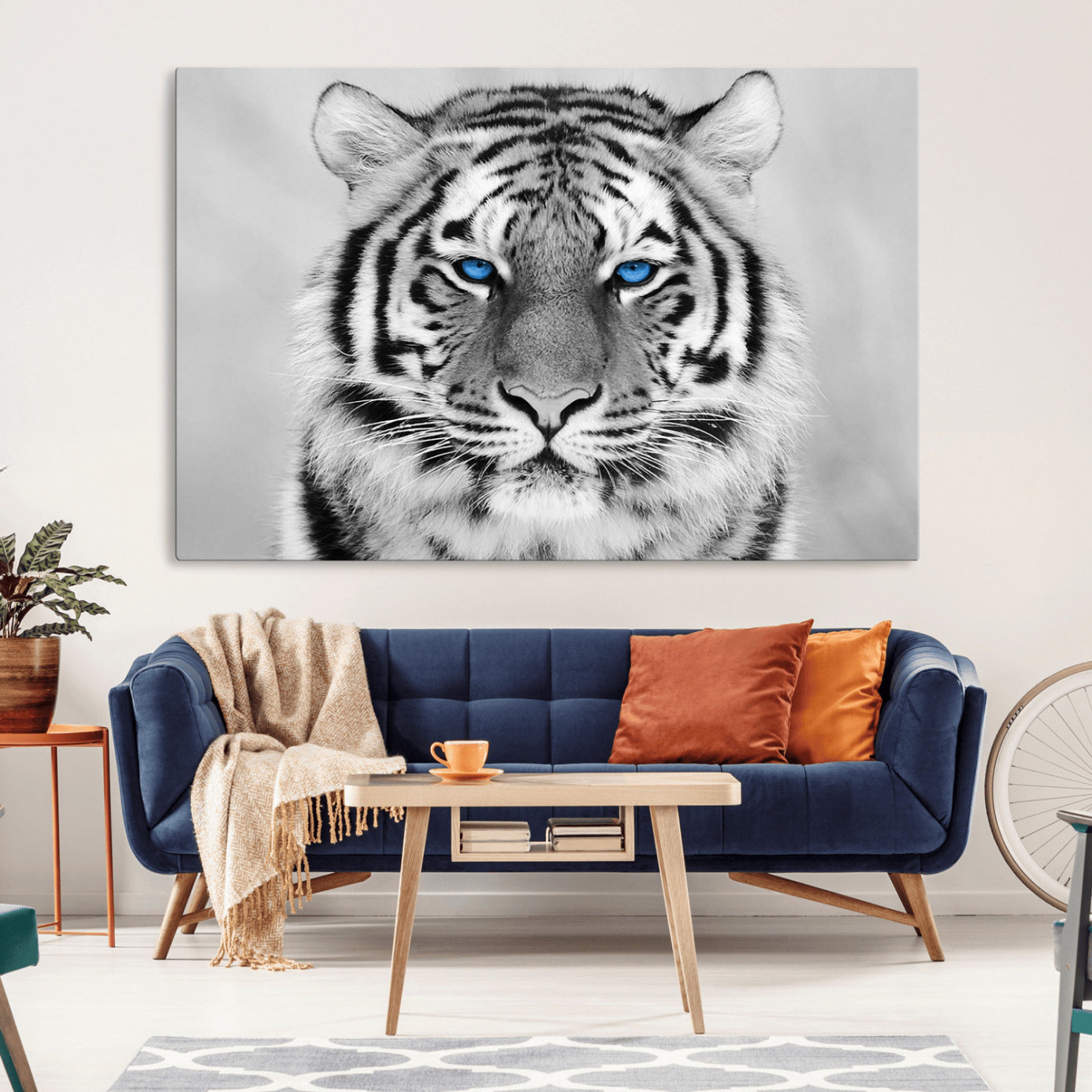 -Black and White Tiger Wall Art Animal Canvas Print