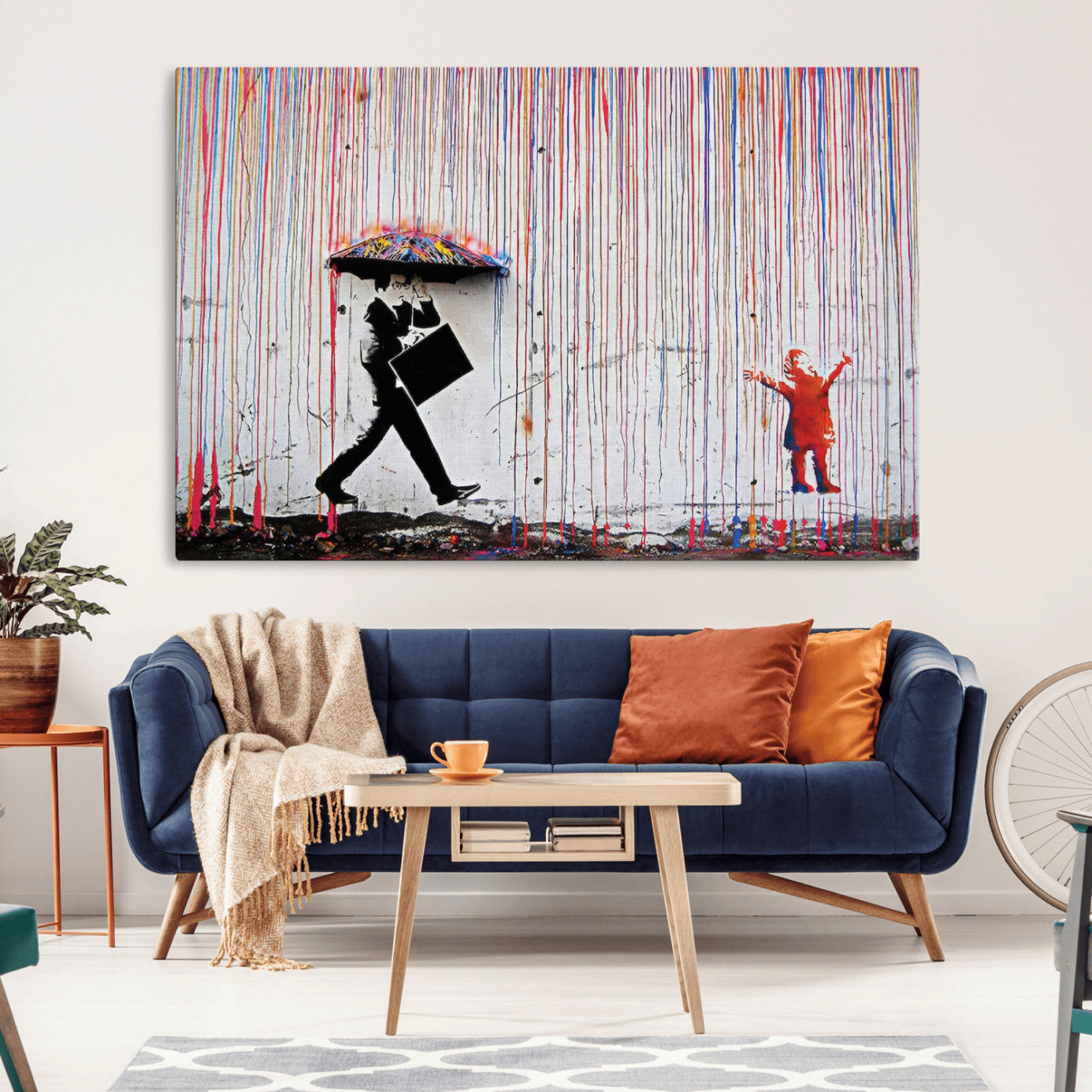 -Banksy Wall Art Canvas Print, Framed Graffiti Art Picture Print, Banksy Urban Graffiti Perfect Modern Decor Artwork