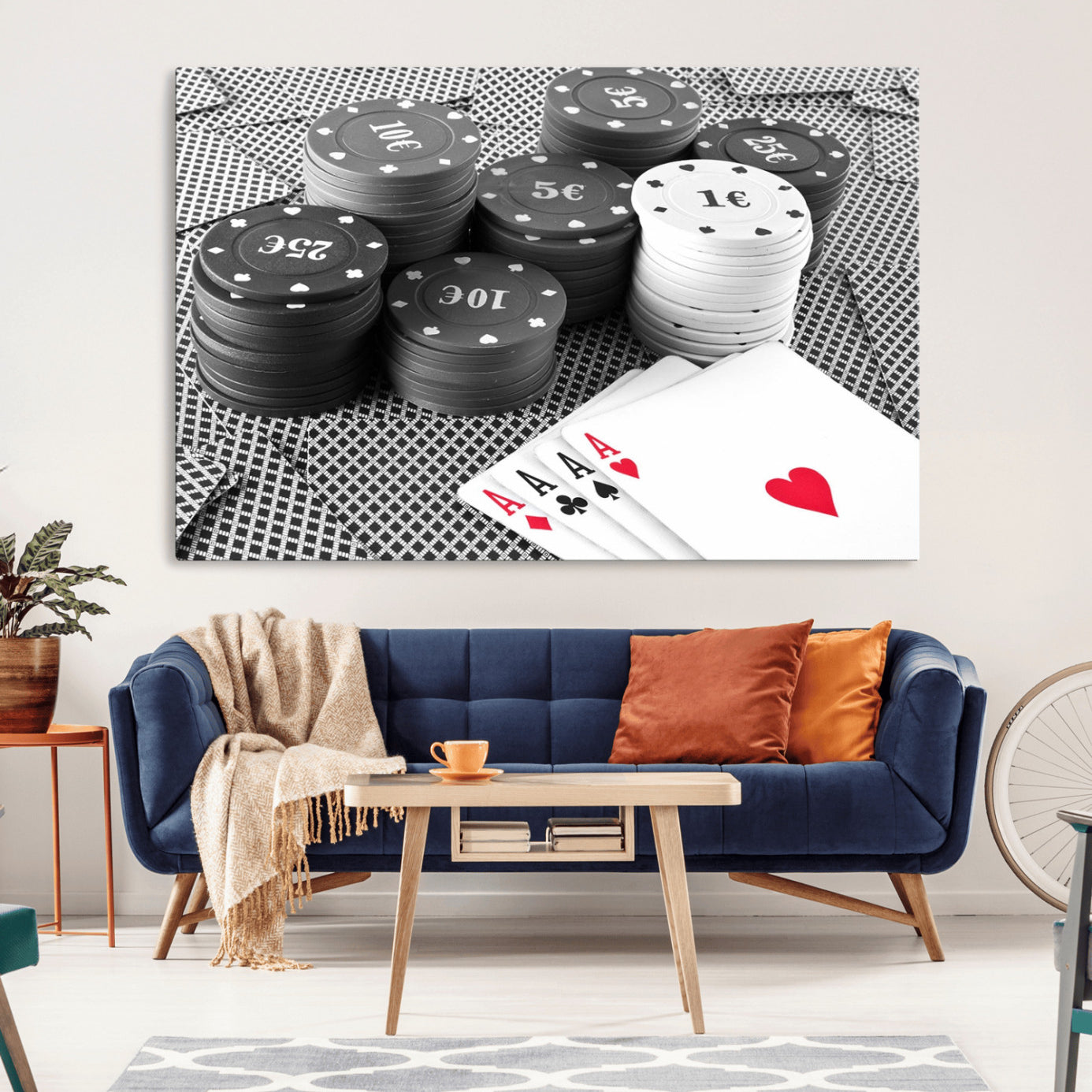 -Poker Game Cards Wall Art Canvas, Multi Panel Wall Art Canvas Print