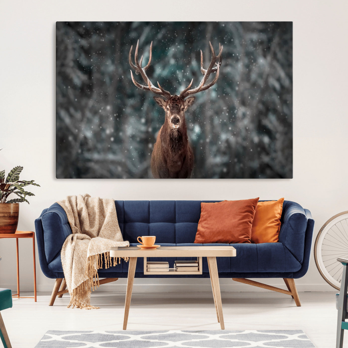 77011-MGV-CV-36X24-Wall Art Deer Art Animal Canvas, Framed Wall Art Deer Canvas Print