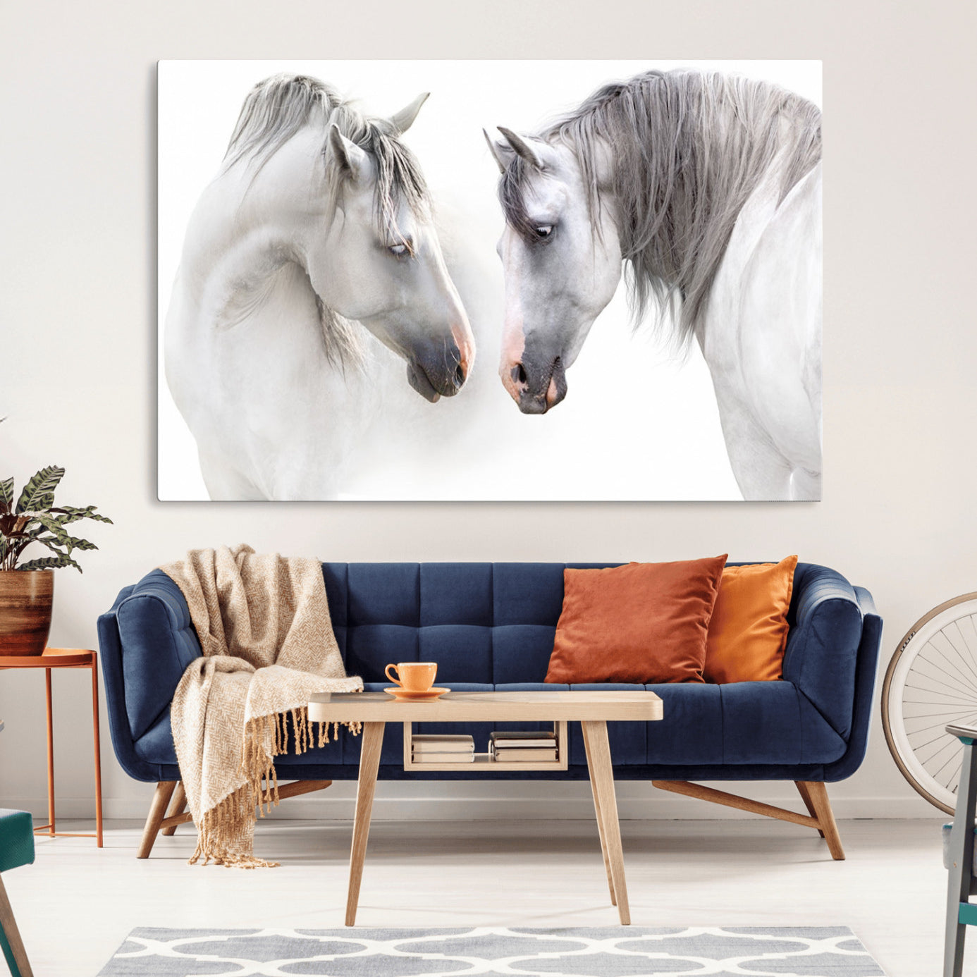 -White Horse Wall Art Animal Canvas Print