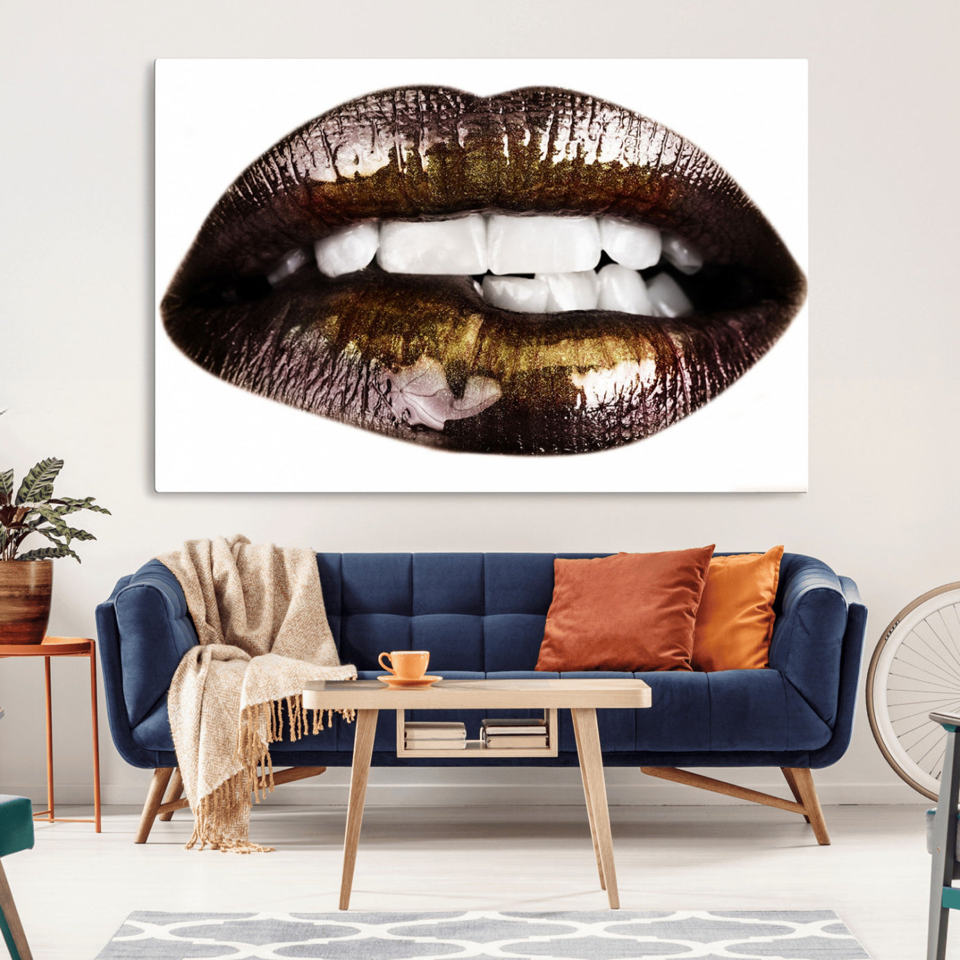 -Close Up Lips Wall Art Canvas Print