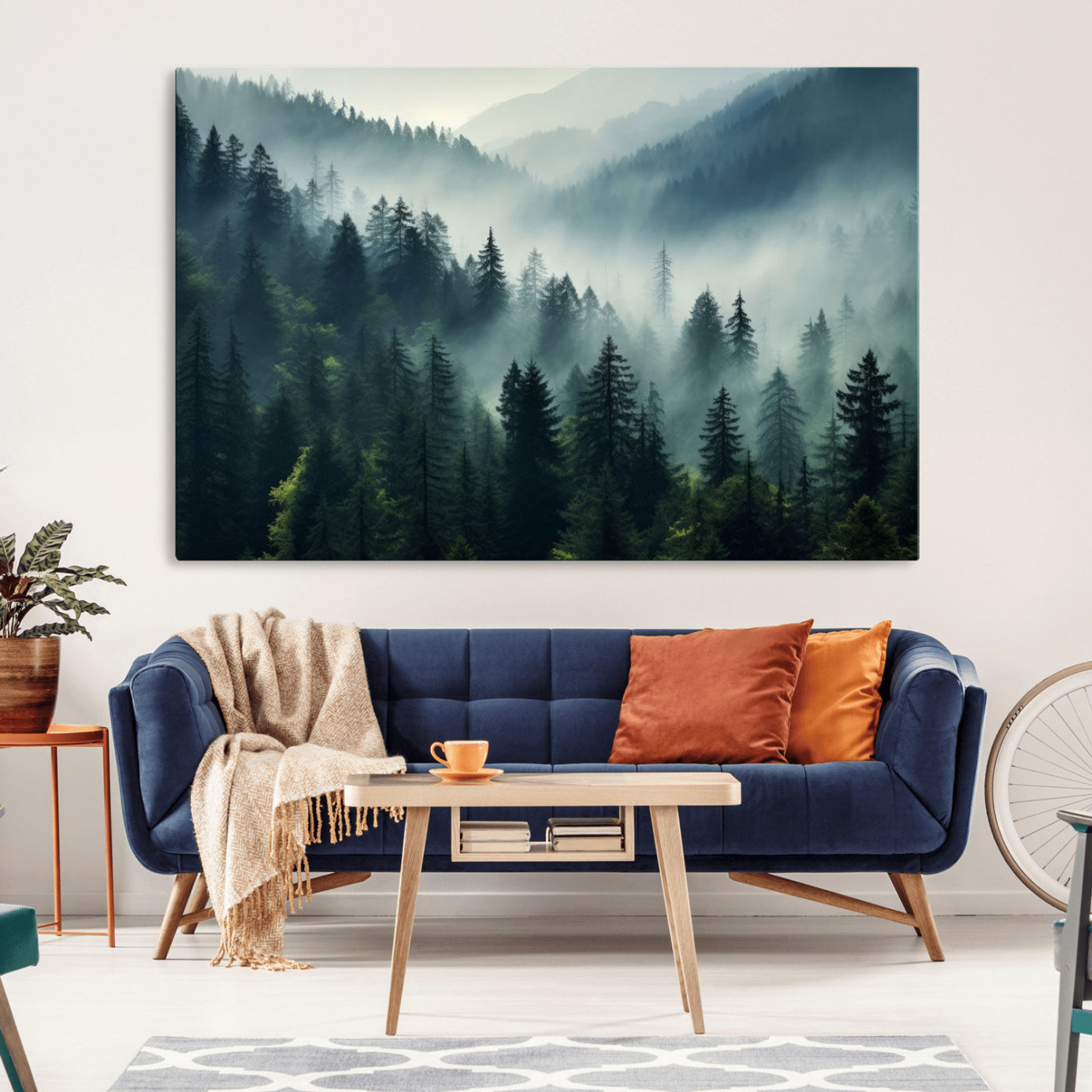 -Captivating Misty Forest Wall Art Premium Canvas Print a Foggy and Serene Atmosphere Art