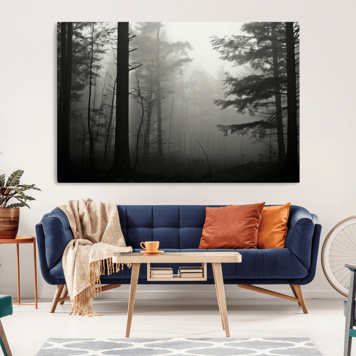 -Misty Forest Wall Art Premium Canvas Print a Foggy and Serene Atmosphere - Nature Wall Art