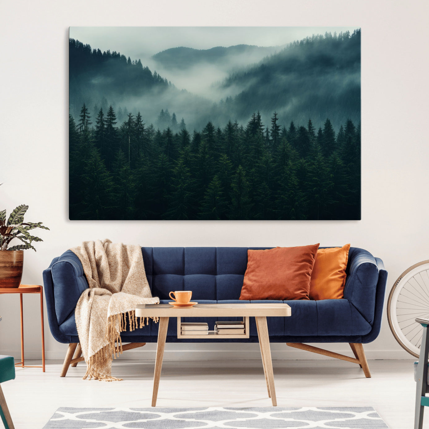-Captivating Misty Forest Wall Art Premium Canvas Print, Foggy and Serene Atmosphere Wall Art Canvas