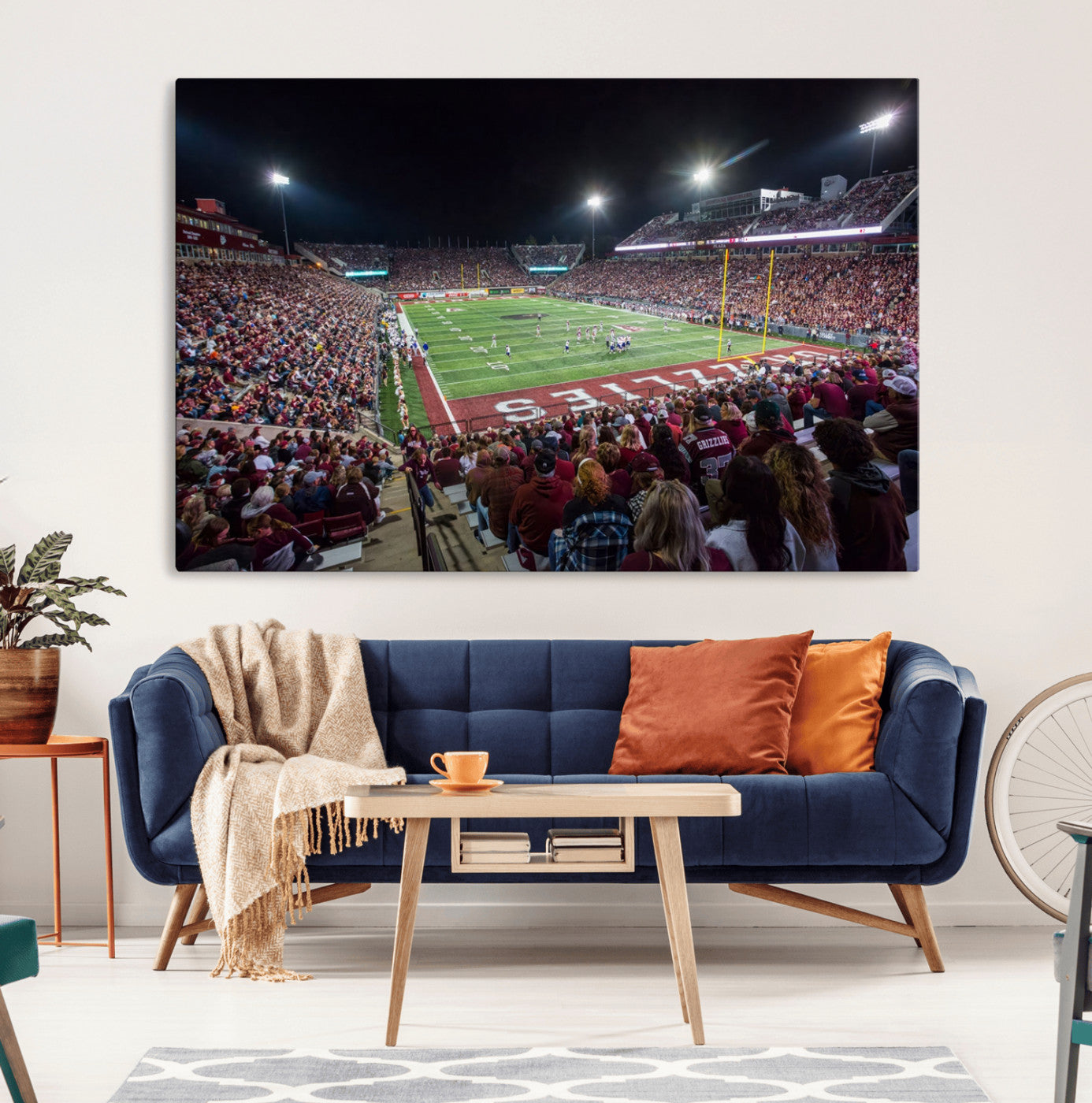 56191-MGV-CV-36X24-American Football Wall Art Canvas Print Framed Stadium Sport Wall Art Print Iconic Game Day Decor for Home, Office