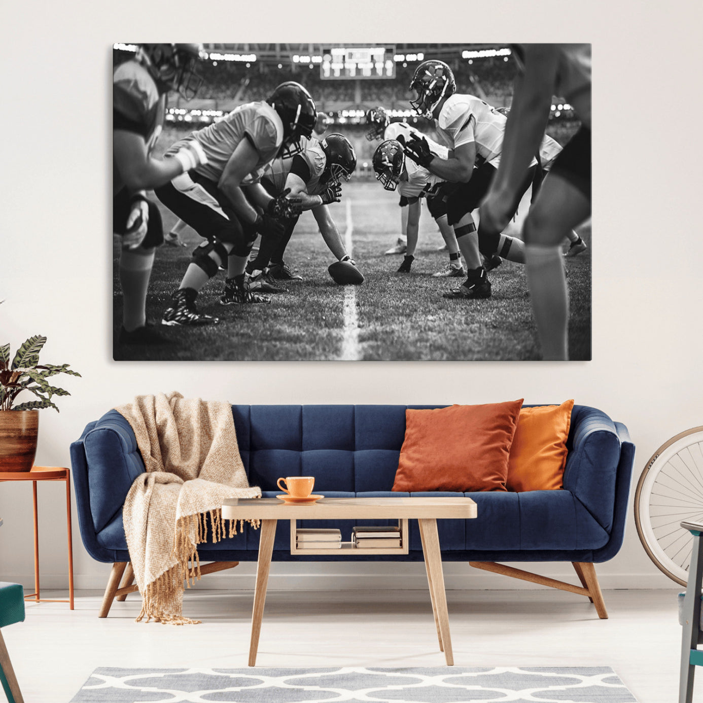 -American Football Wall Art Canvas Print Framed Stadium Sport Wall Art Iconic Game Day Decor for Home, Office