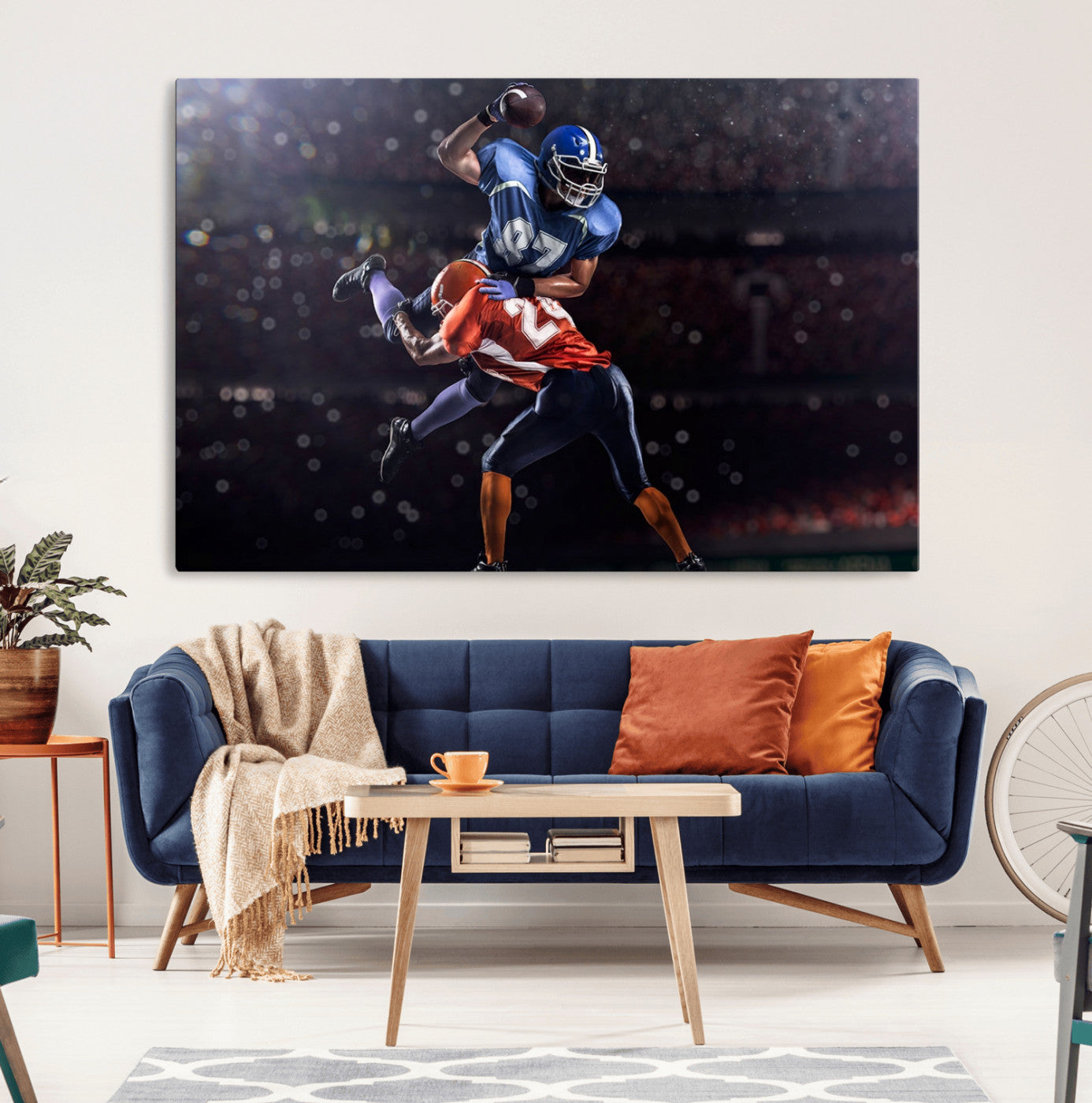 76491-MGV-CV-36X24-American Football Wall Art Canvas Print, Stadium Sport Wall Art Print