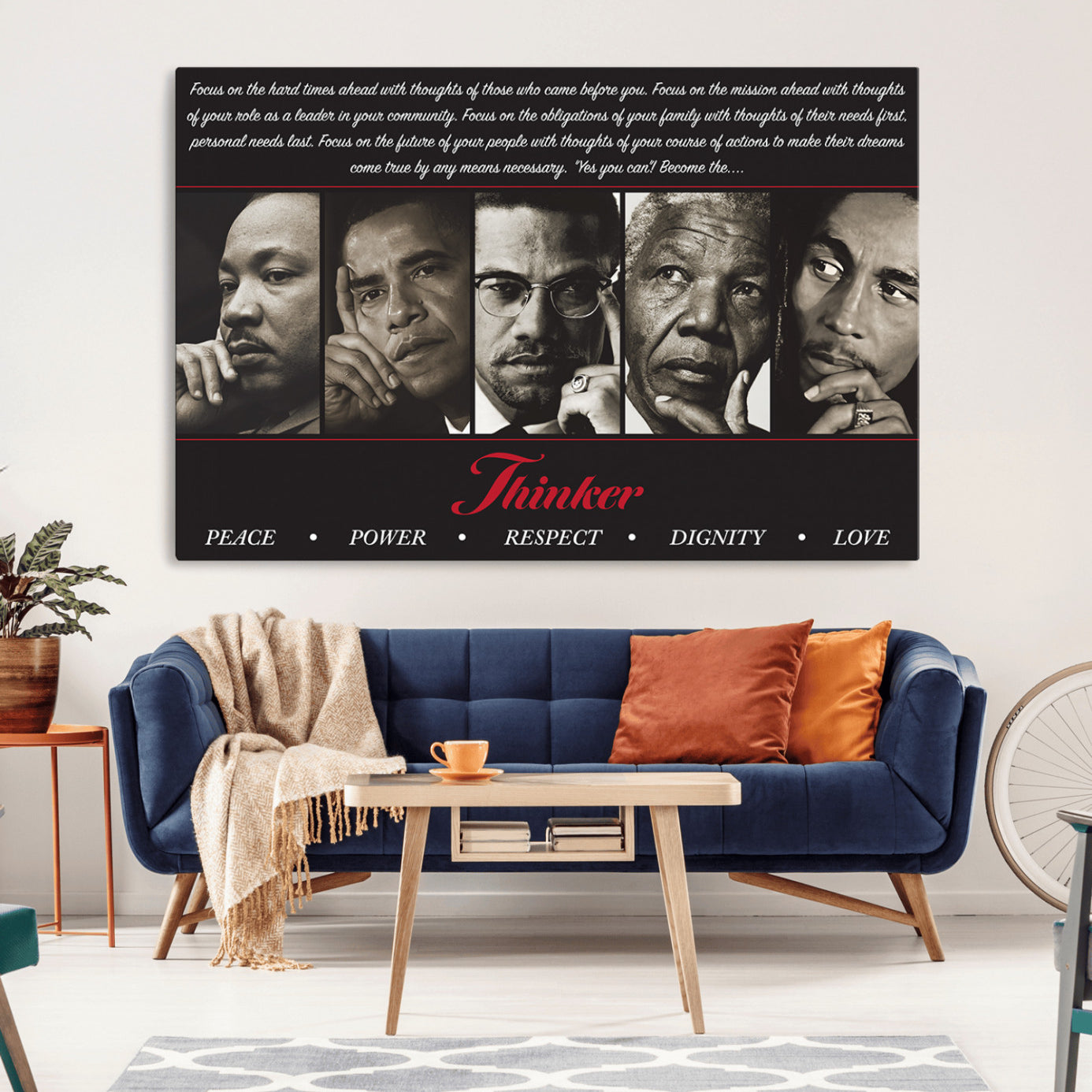 -Thinkers of Wall Art Canvas Print - Inspirational Wall Art Featuring Icons of Peace, Power, and