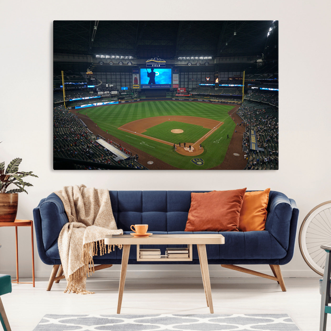 86084-MGV-CV-36X24-Milwaukee Brewers Baseball Art Print - American Family Field Stadium Wall Art Canvas Print