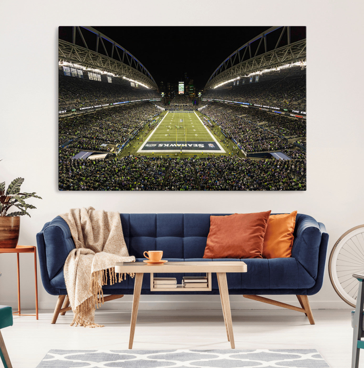 81900-MGV-CV-36X24-Seattle Seahawks Football Team Print Wall Art - Seattle Century Link Field Stadium Wall Art Canvas