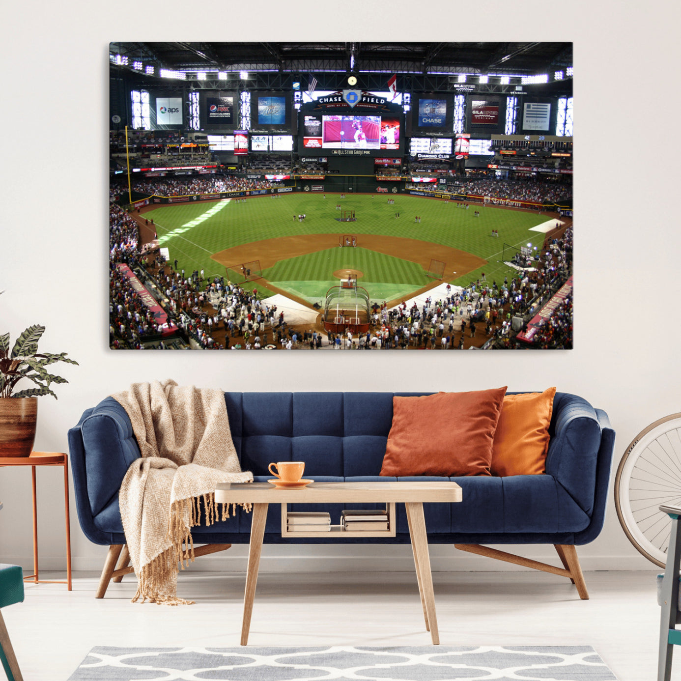 91630-MGV-CV-36X24-Arizona Diamondbacks Baseball Team Print - Phoenix Chase Field Baseball Stadium Wall Art Canvas