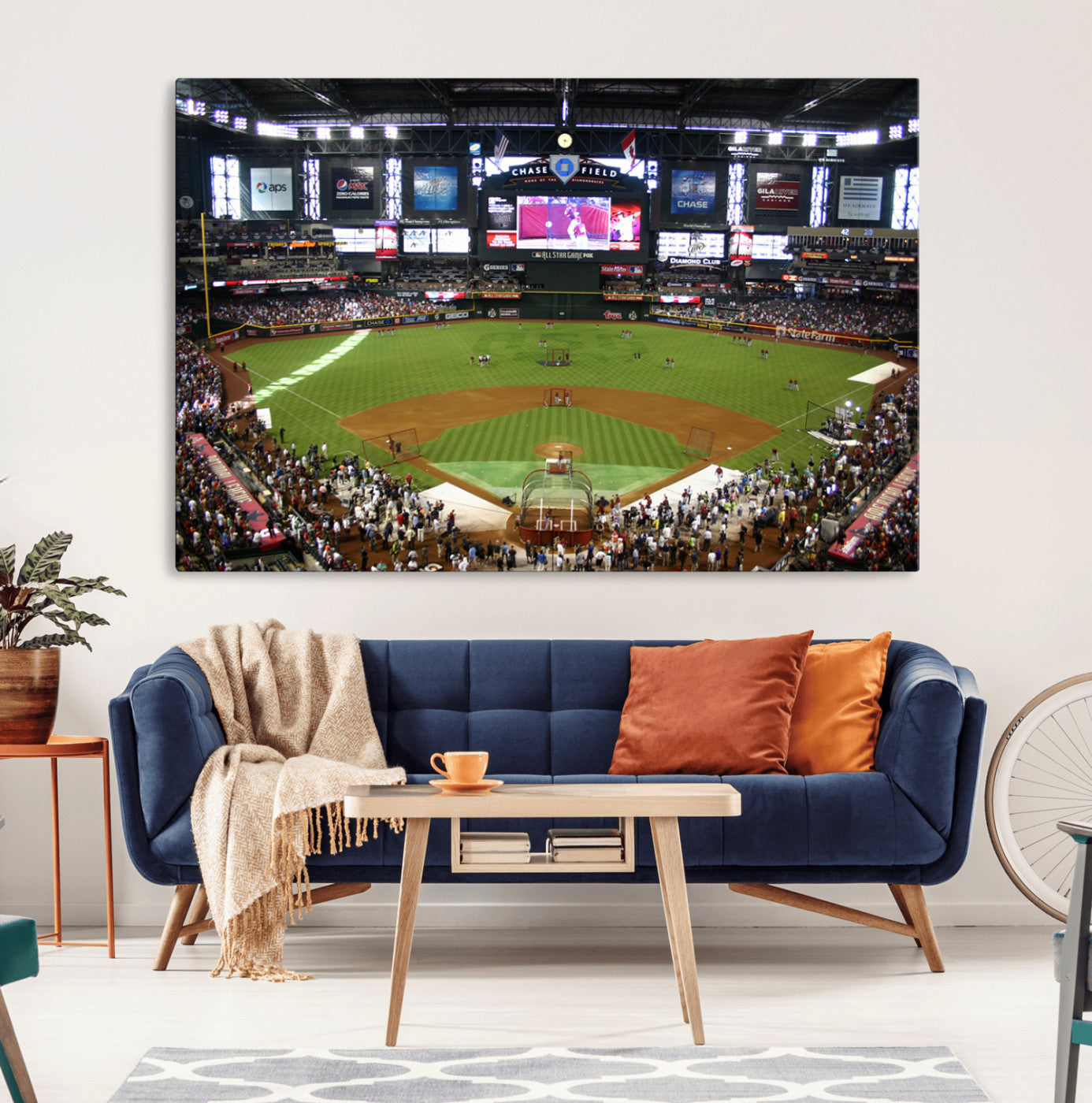 91630-MGV-CV-36X24-Arizona Diamondbacks Baseball Team Print - Phoenix Chase Field Baseball Stadium Wall Art Canvas