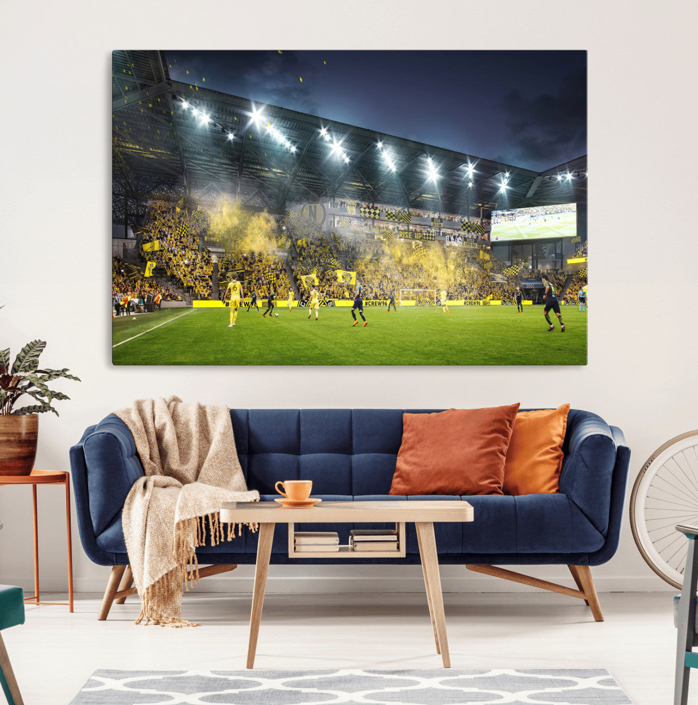 65820-MGV-CV-36X24-Columbus Crew Stadium Match Triple Canvas Wall Art - Dynamic MLS Game Scene Canvas Wall Art