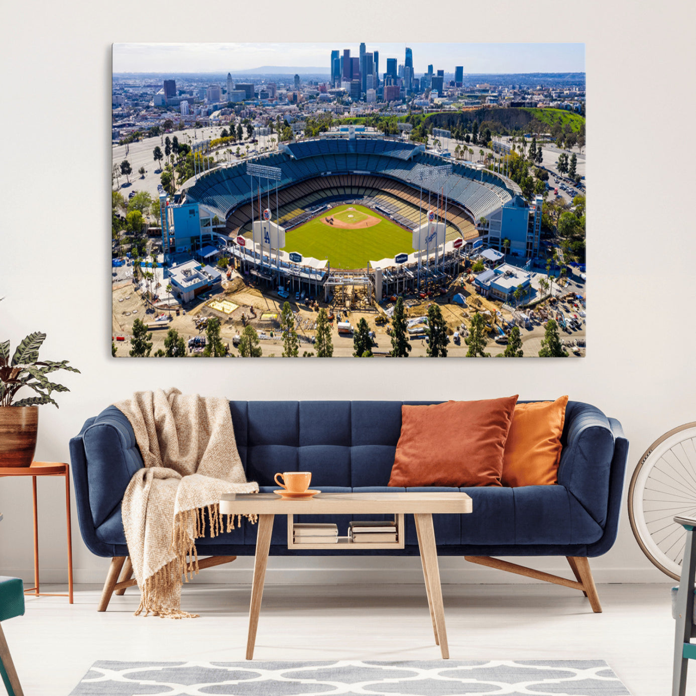 58596-MGV-CV-36X24-Los Angeles Dodgers Dodger Stadium Wall Art Canvas Print - MLB Baseball Stadium, Framed Los Angeles