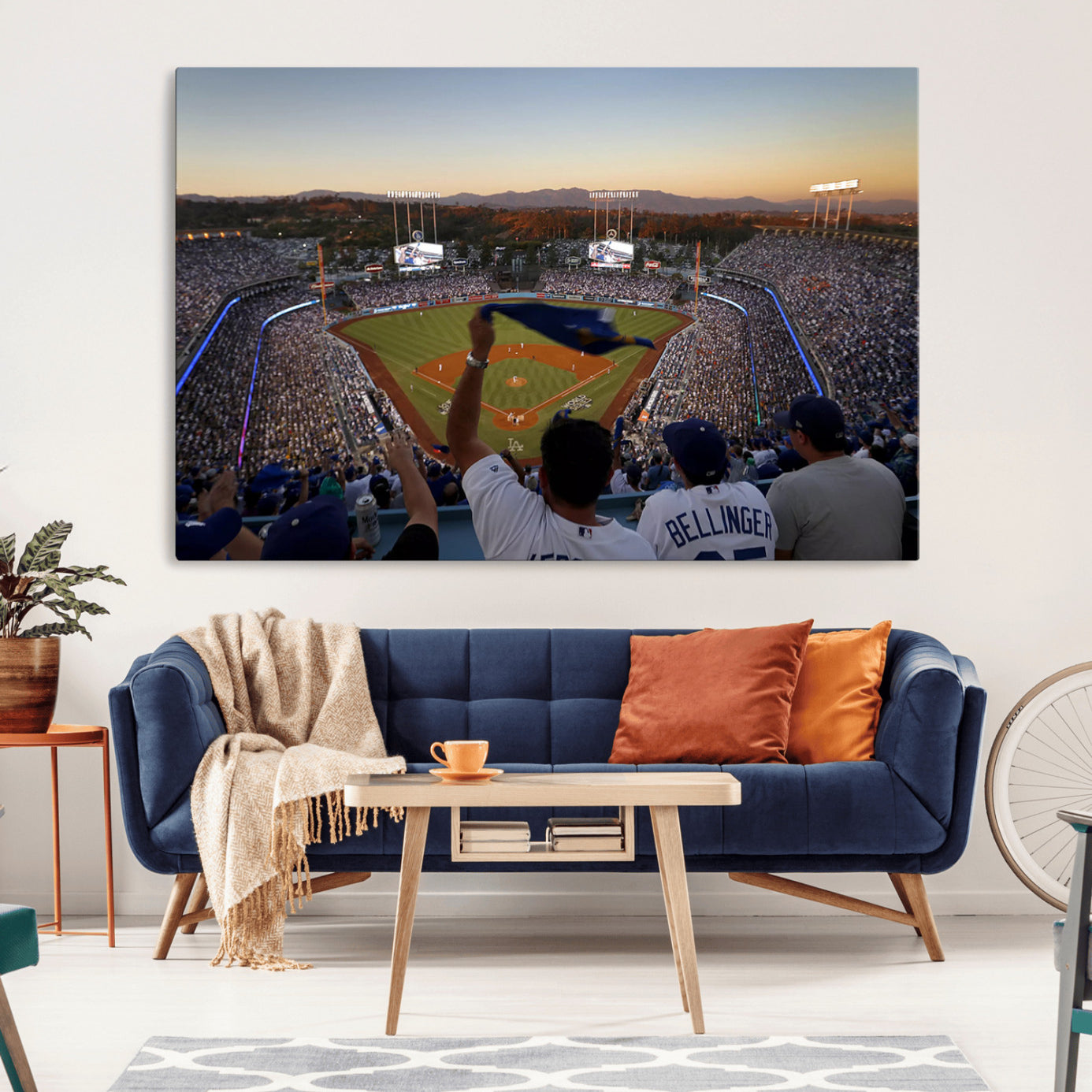 60162-MGV-CV-36X24-Dodger Stadium Sunset Game Triple Canvas Wall Art - Los Angeles Dodgers MLB Match