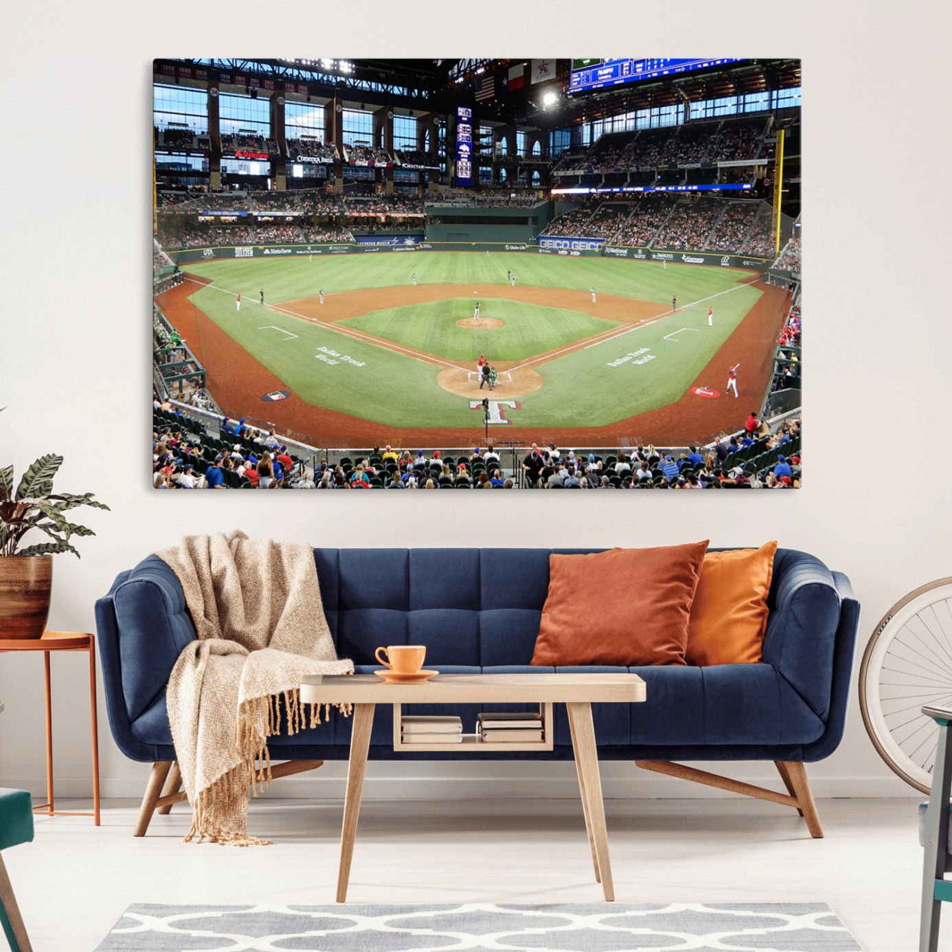 78468-MGV-CV-36X24-Texas Rangers Baseball Team Print - Arlington Globe Life Field Stadium Canvas Print Wall Art