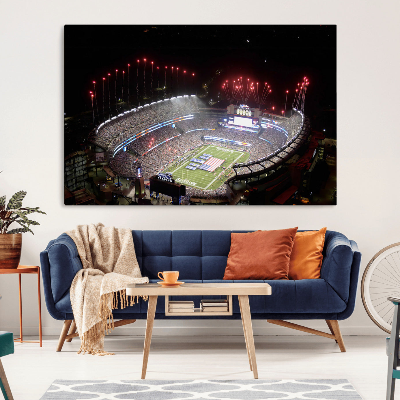 89988-MGV-CV-36X24-New England Patriots Team Print Wall Art- Foxborough Gillette Stadium Wall Art Canvas Print