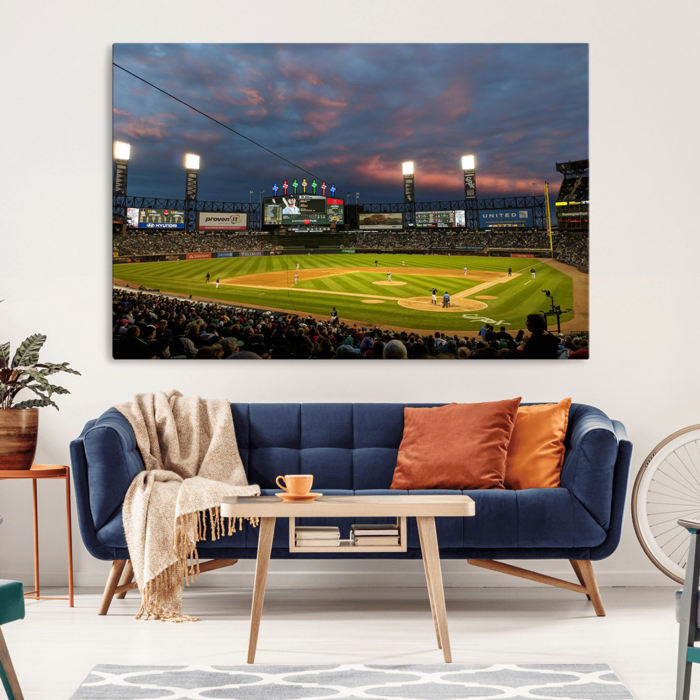 96063-MGV-CV-36X24-Chicago White Sox Baseball Team Print Canvas- Guaranteed Rate Field Stadium Wall Art Canvas Print