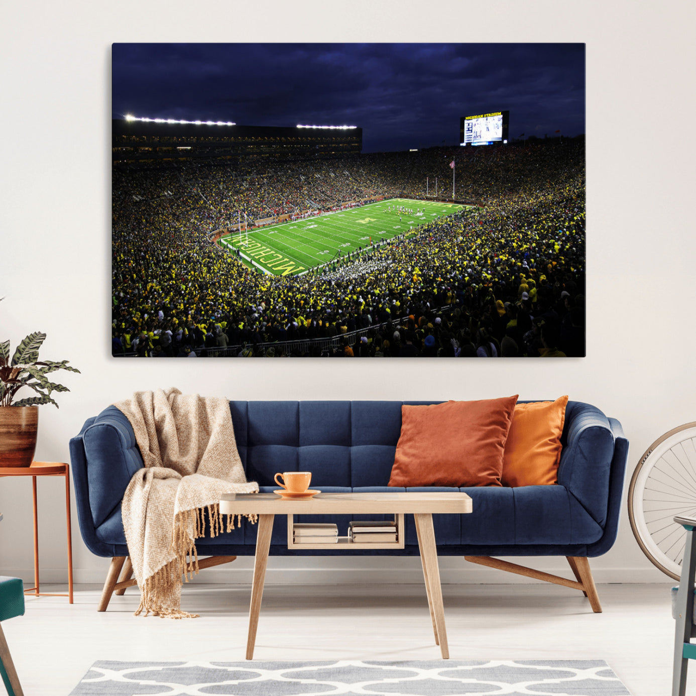 15448-MGV-CV-36X24-Michigan Wolverines Football Canvas Wall Decor, Football Team Print - Ann Arbor Michigan Stadium