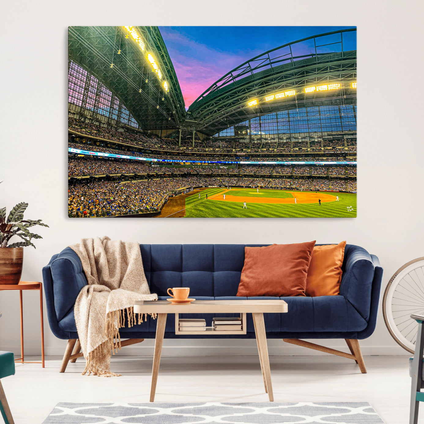 17006-MGV-CV-36X24-Milwaukee Brewers Baseball Team Print Canvas- American Family Field Stadium Wall Art Canvas Print