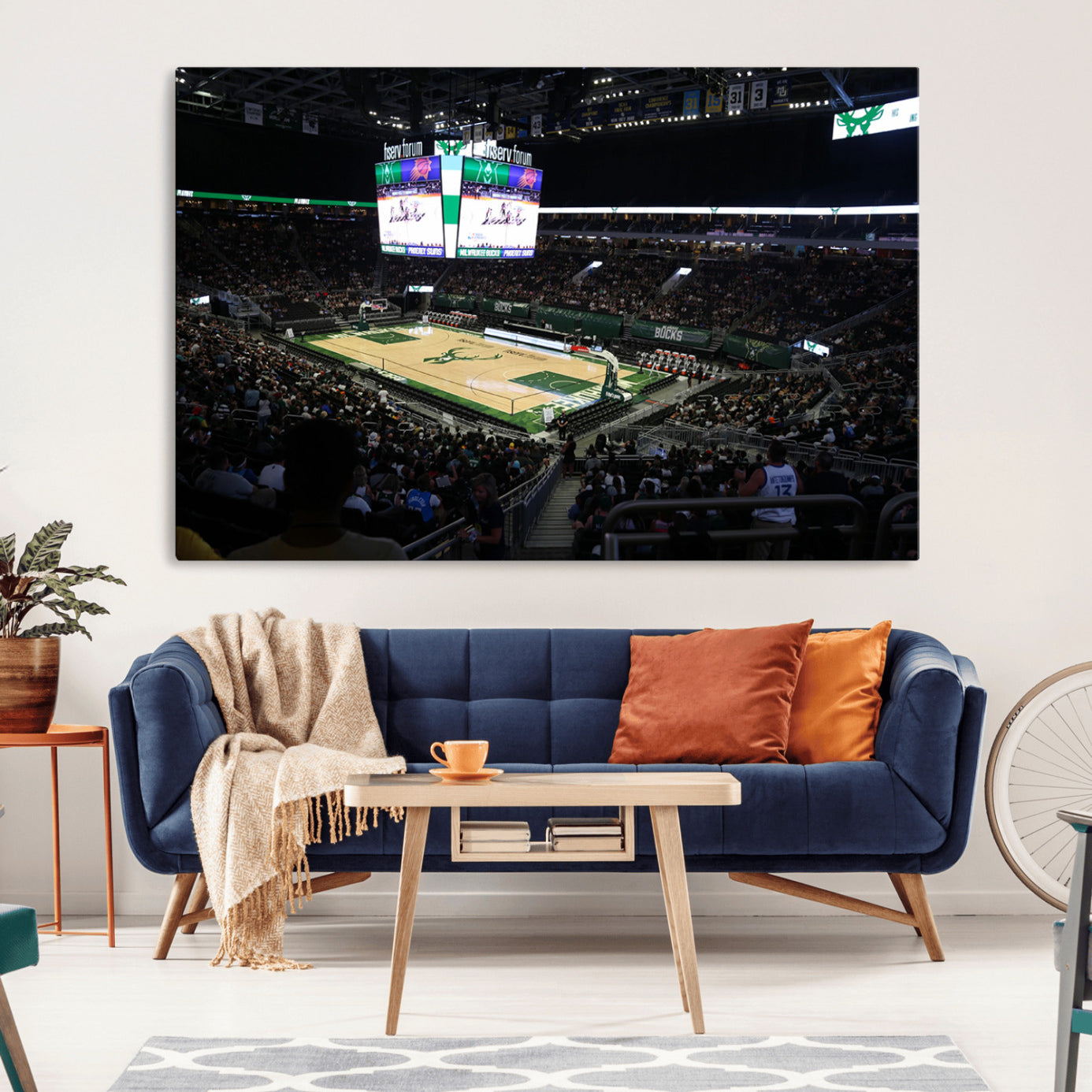 69882-MGV-CV-36X24-Milwaukee Bucks Basketball Print - Fiserv Forum Stadium Wall Art Canvas Print