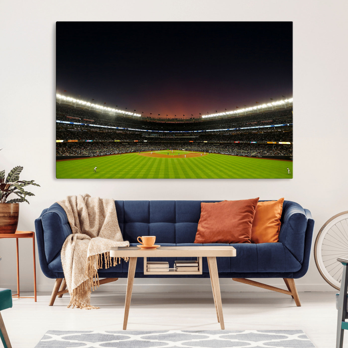 -Yankee Stadium Night Game Triple Canvas, Yankee Stadium Canvas Wall Art - New York Yankees MLB Match