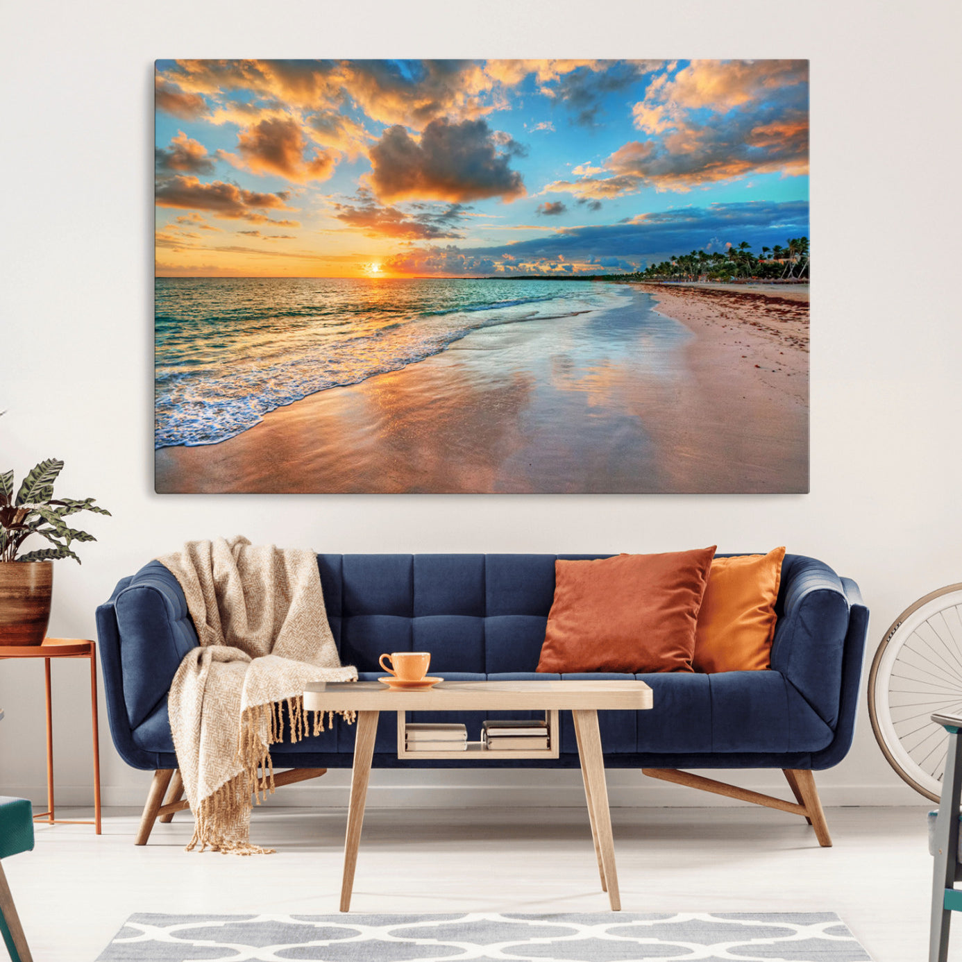 59240-MGV-CV-36X24-Serene Beach Sunset Wall Art | Coastal Ocean Canvas Print | Ready to Hang Tropical Decor for Home or