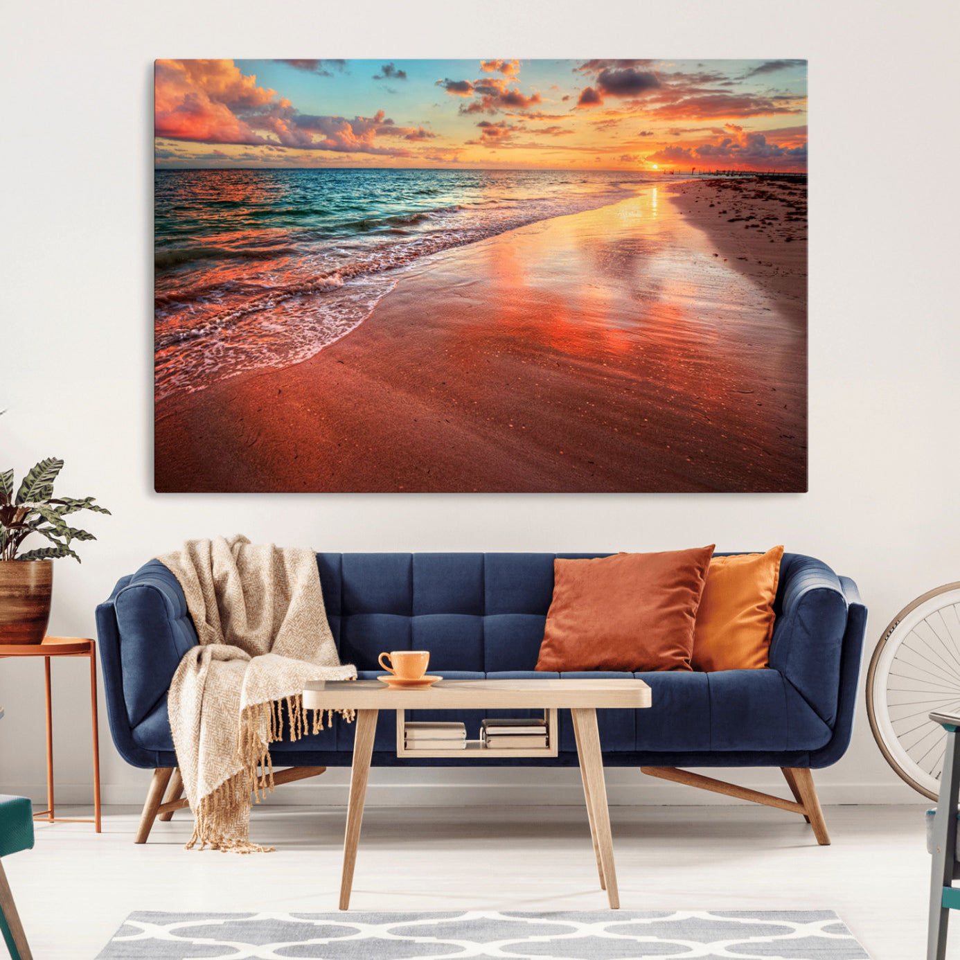 90287-MGV-CV-36X24-Sunset Beach Wall Art | Ocean Canvas Print | Coastal Wall Art | Tranquil Sunset Canvas Print