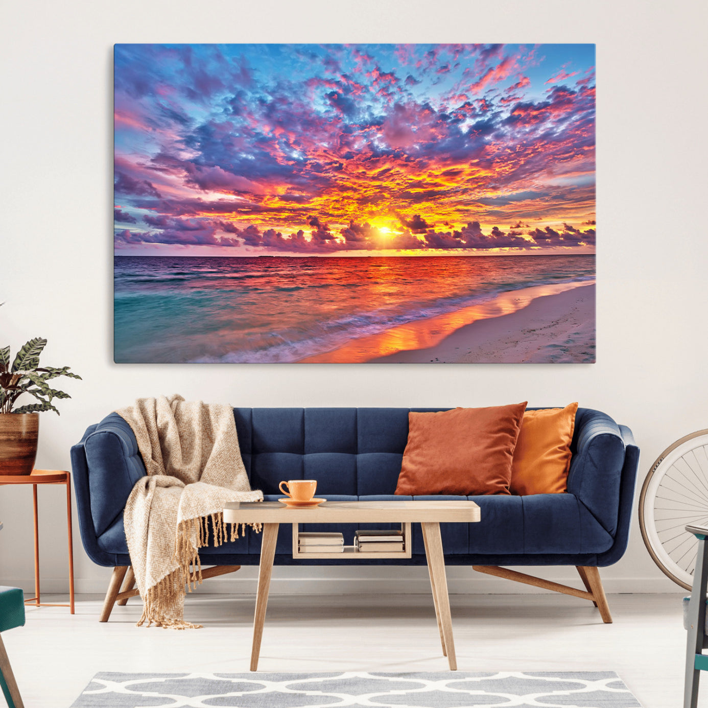 12616-MGV-CV-36X24-Vibrant Sunset Beach Wall Art - Ocean Sunset Canvas Print | Coastal Wall Art Decor Stunning Sunset