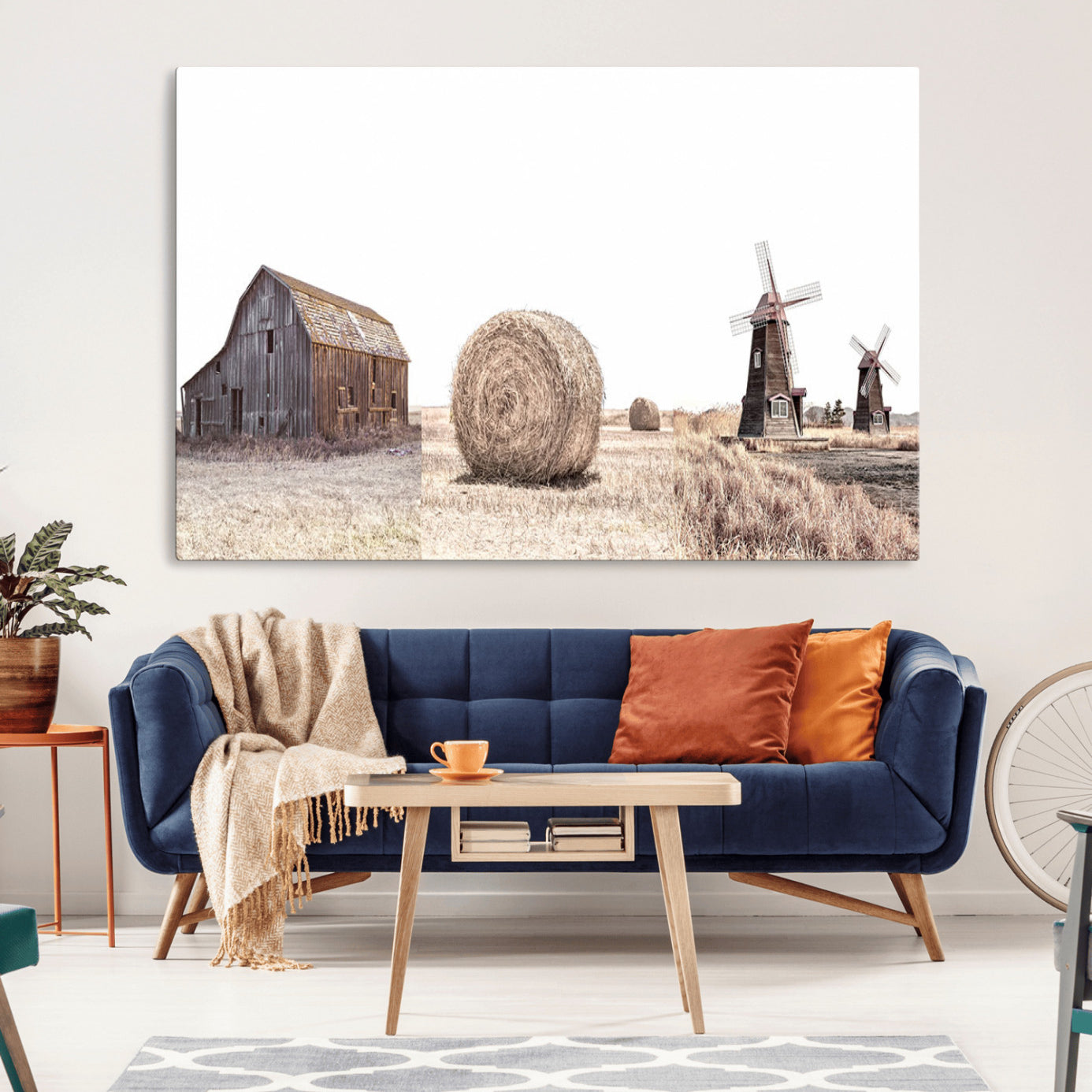 94971-MGV-CV-36X24-Farm Prints Set, Set of 3 Farmhouse Wall Art, Country House Decor, Barn Print, Wheat Print,