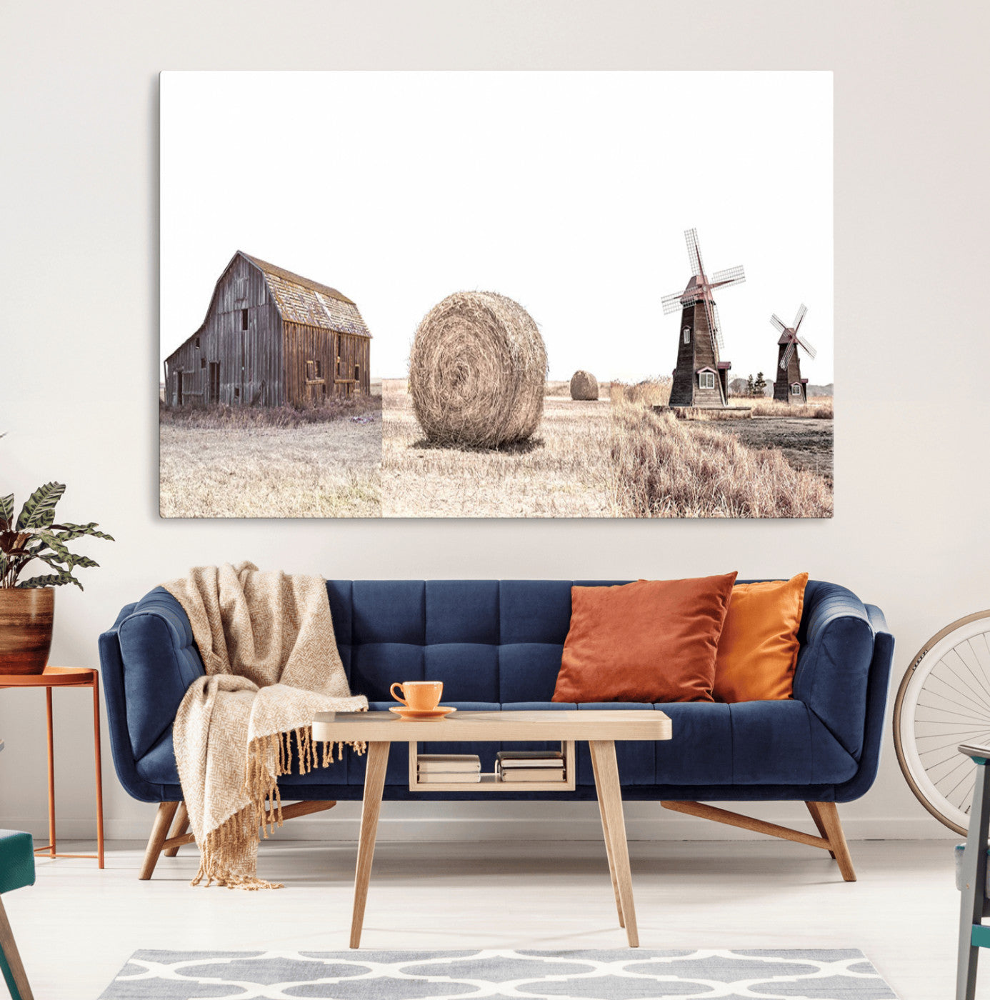 94971-MGV-CV-36X24-Farm Prints Set, Set of 3 Farmhouse Wall Art, Country House Decor, Barn Print, Wheat Print,