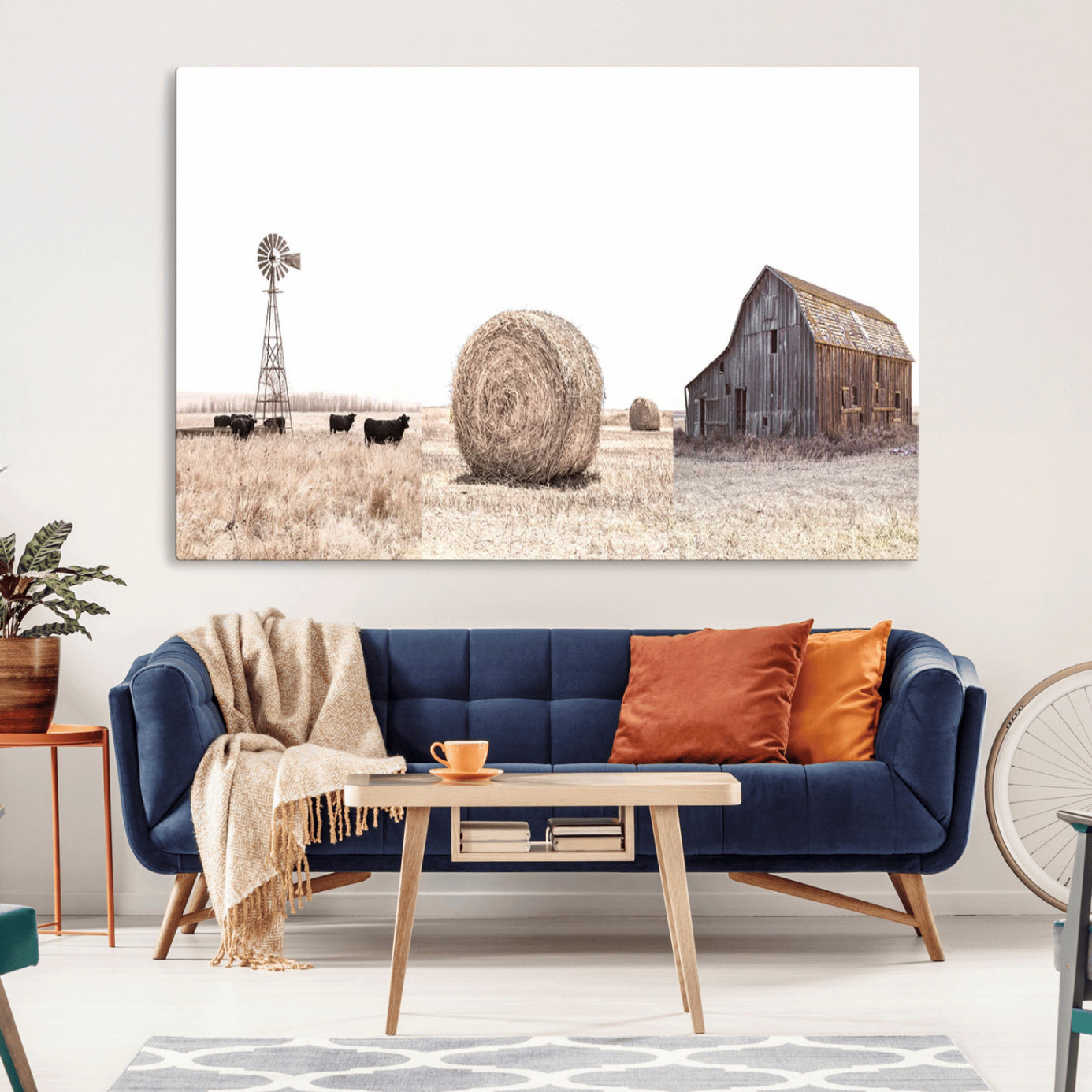 30918-MGV-CV-36X24-Farm Prints Set, Set of 6 Farmhouse Wall Art, Country House Decor, Barn Print, Wheat Print,