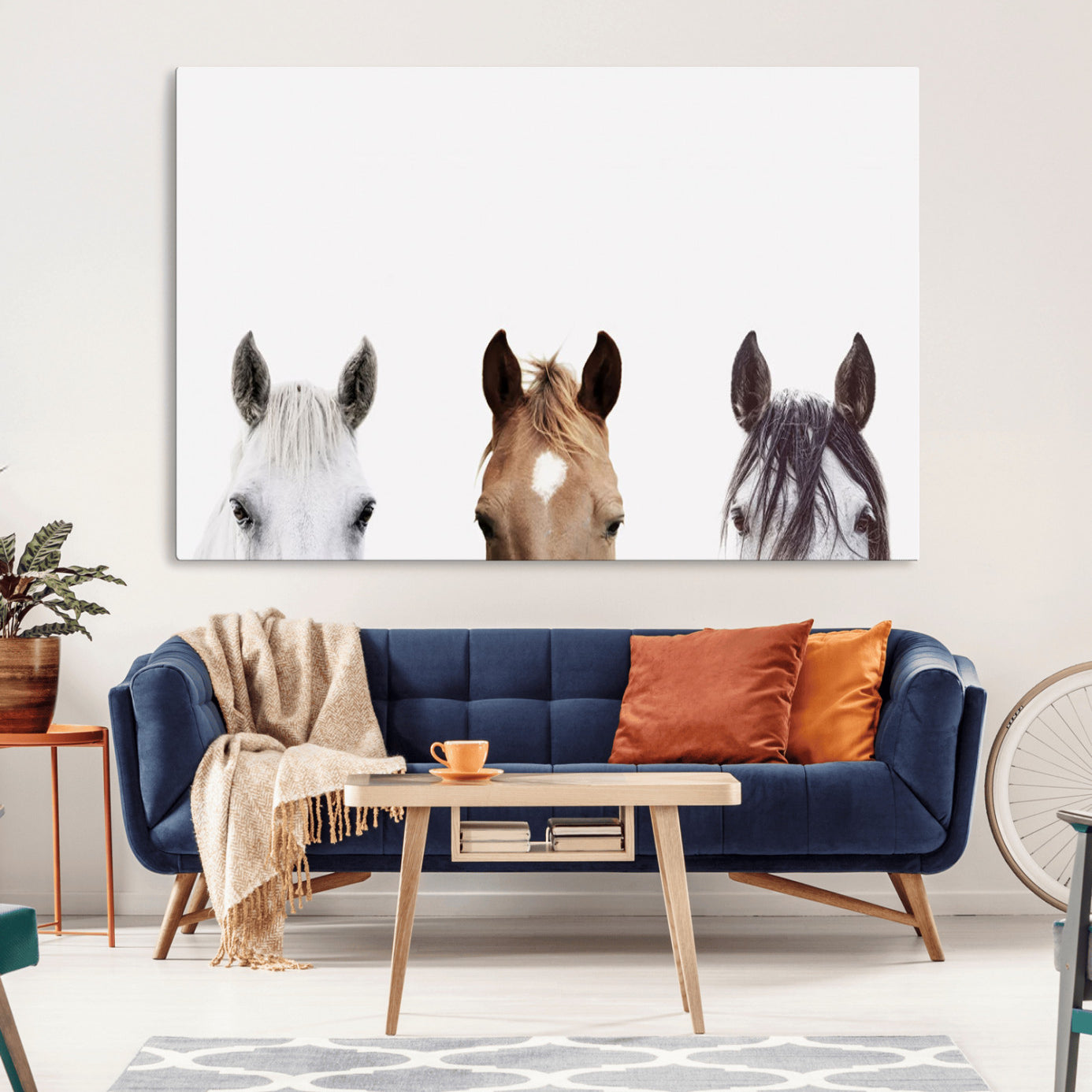 -Horse Prints Set, Set of 3 Horse Wall Art, Horses Portraits, Farmhouse Wall Art, Farm Animals