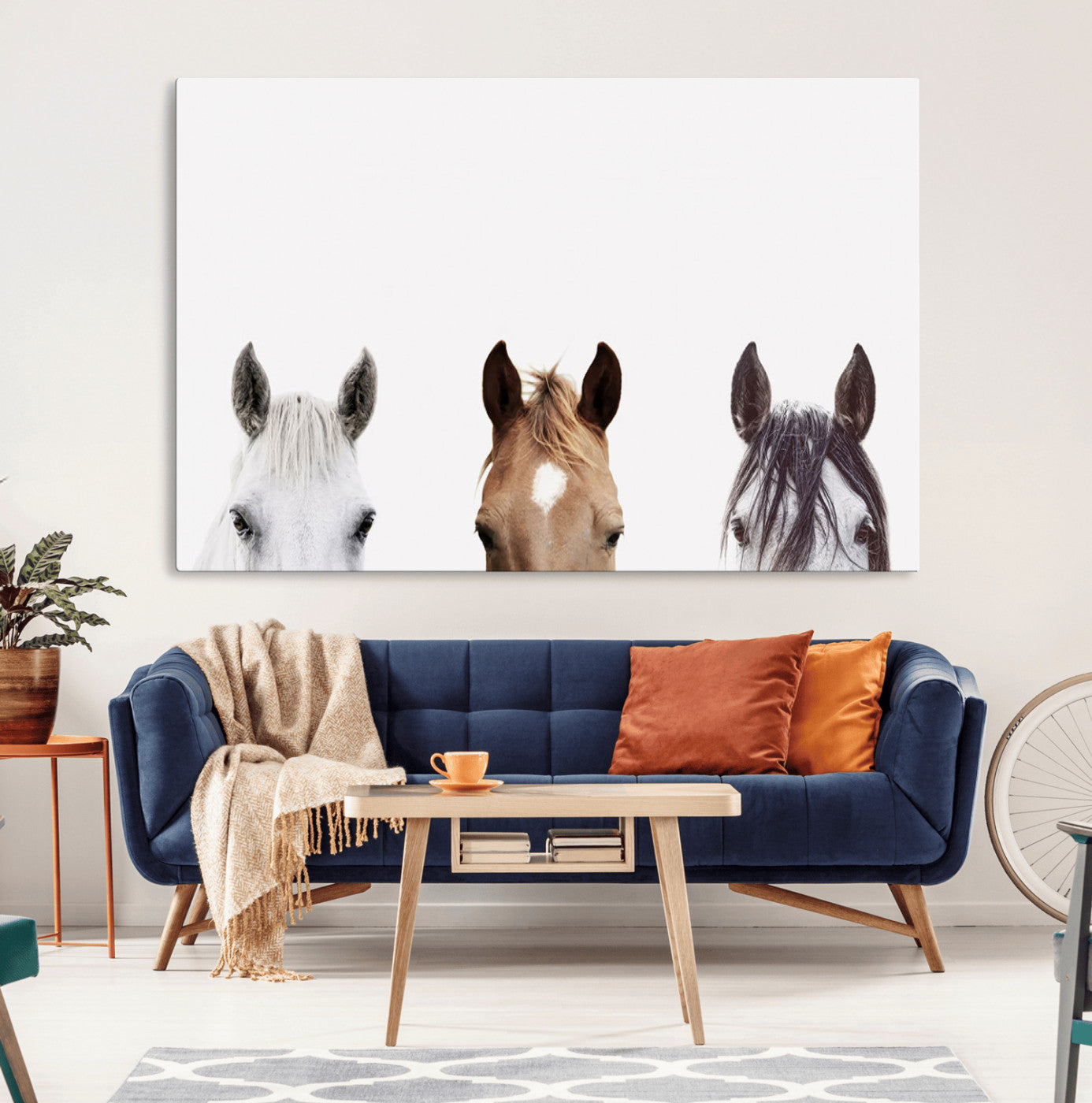 -Horse Prints Set, Set of 3 Horse Wall Art, Horses Portraits, Farmhouse Wall Art, Farm Animals