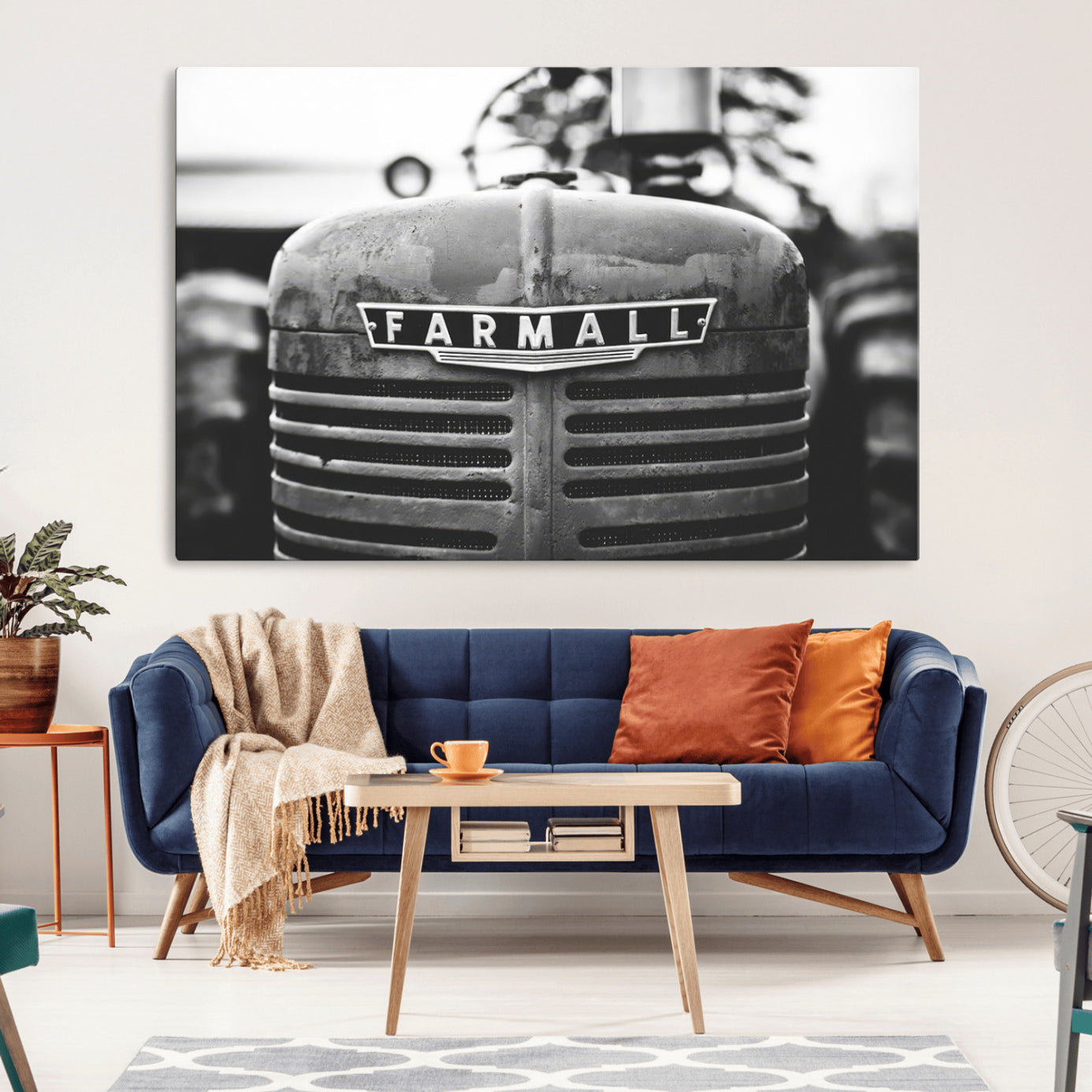 -Vintage Farmall Tractor Wall Art Canvas Print, Rustic Farmhouse Decor Ready to Hang