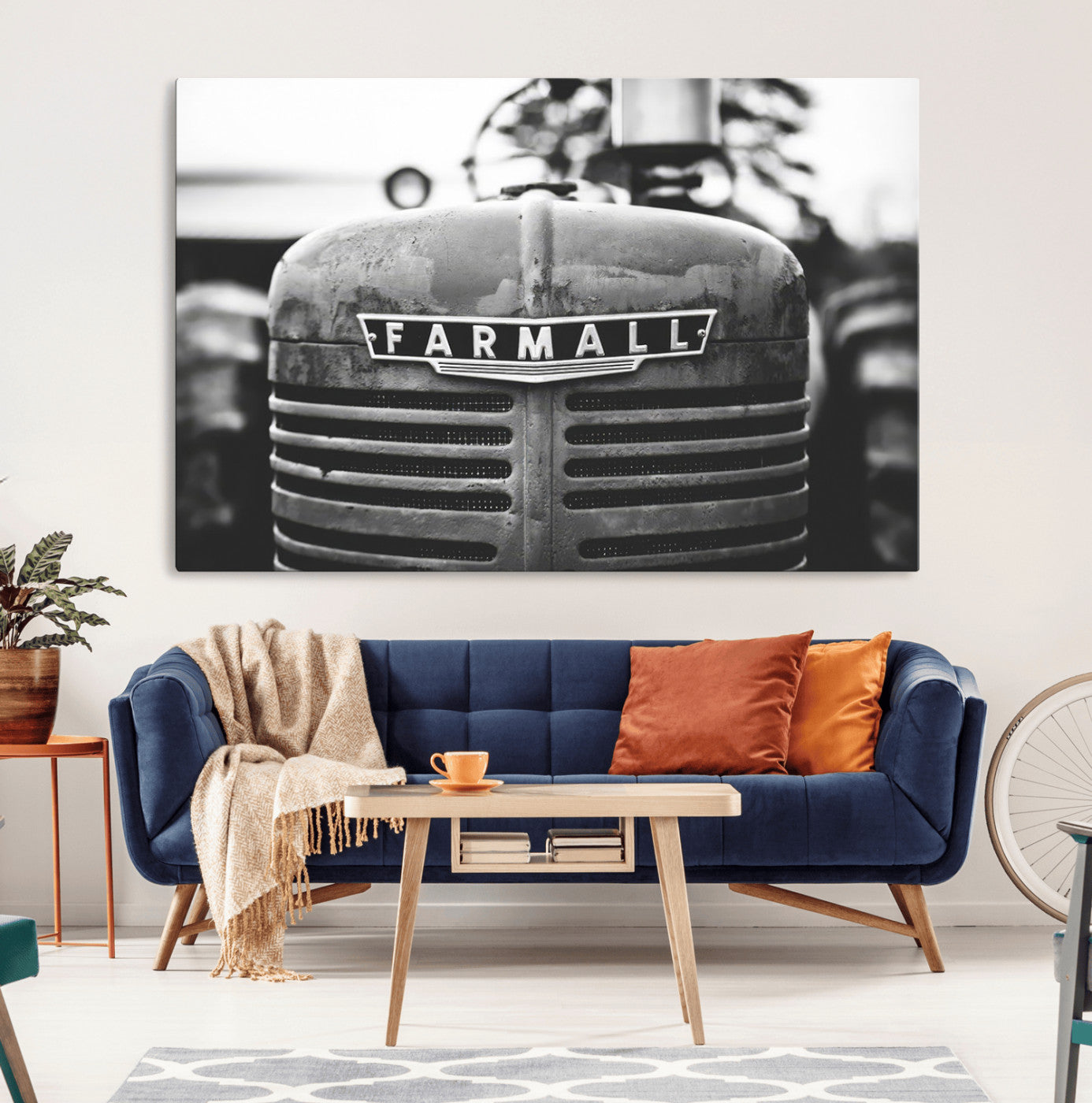 -Vintage Farmall Tractor Wall Art Canvas Print, Rustic Farmhouse Decor Ready to Hang