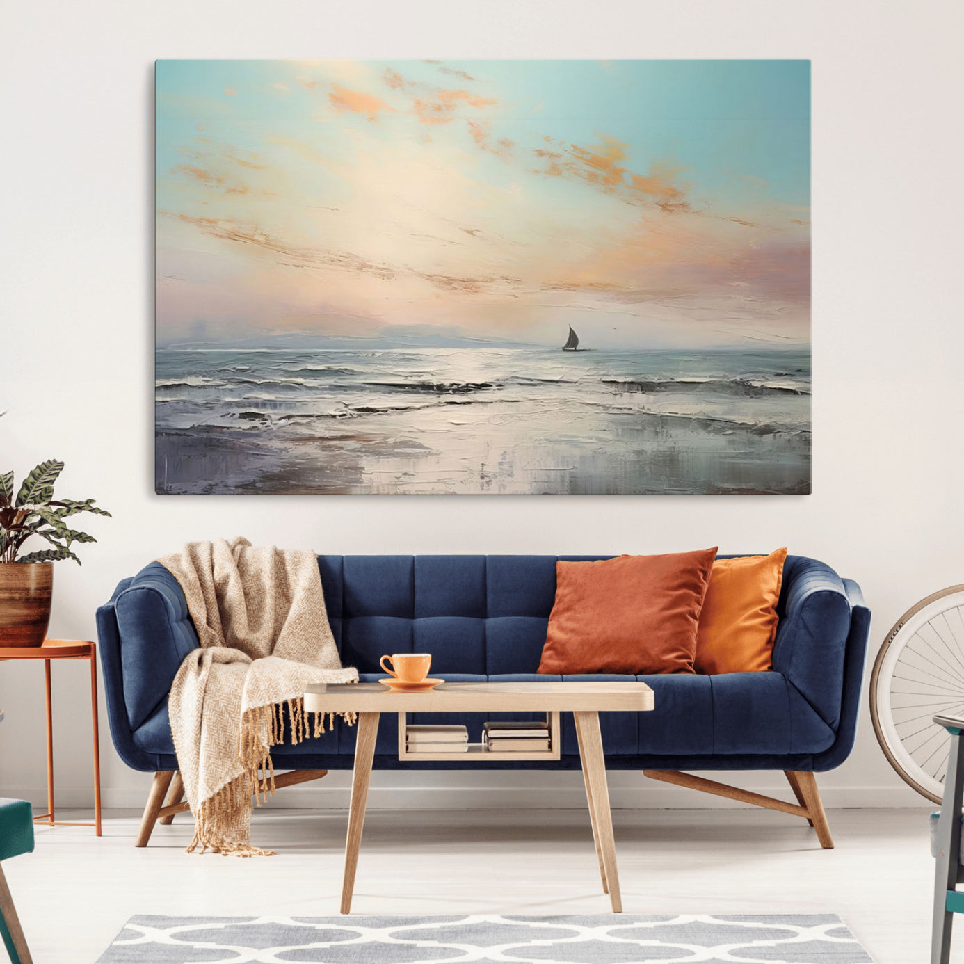 97630-MGV-CV-36X24-Abstract Ocean Wall Art - Boat Wall Art Canvas Print