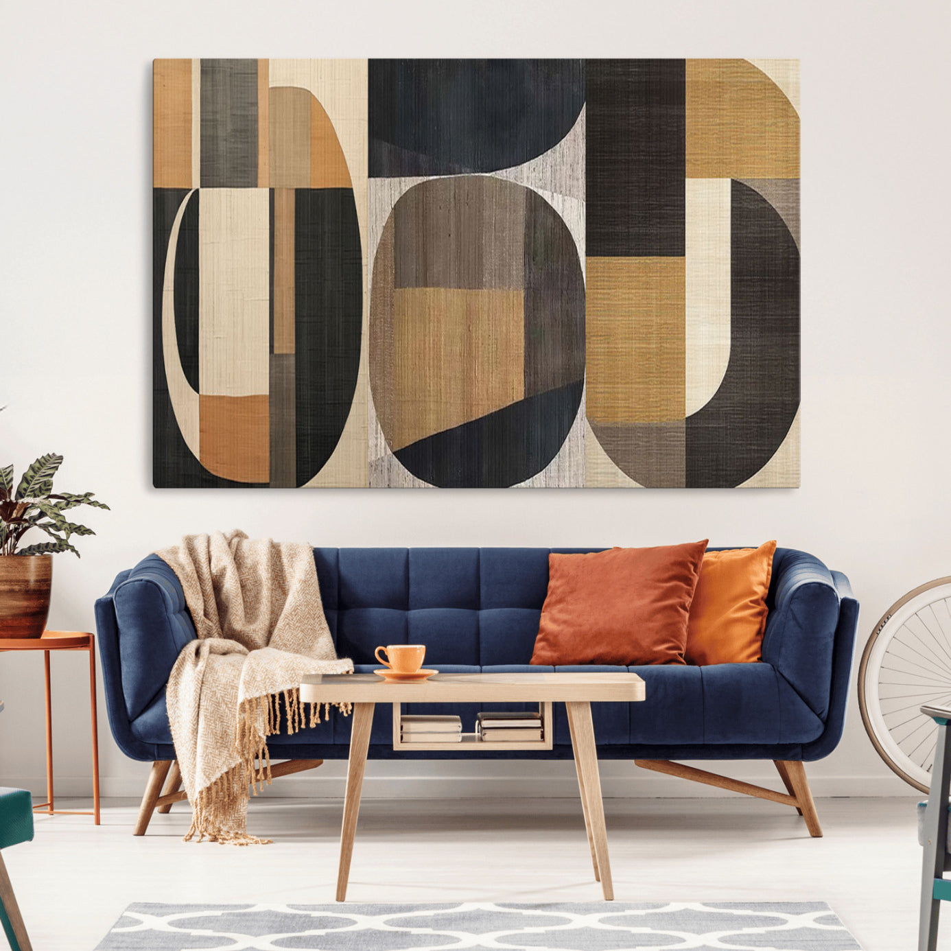 84035-MGV-CV-36X24-Modern Brown Wabi Sabi Wall Art Canvas Print Set – Framed Minimalist Abstract Artwork for Home, Office Decor