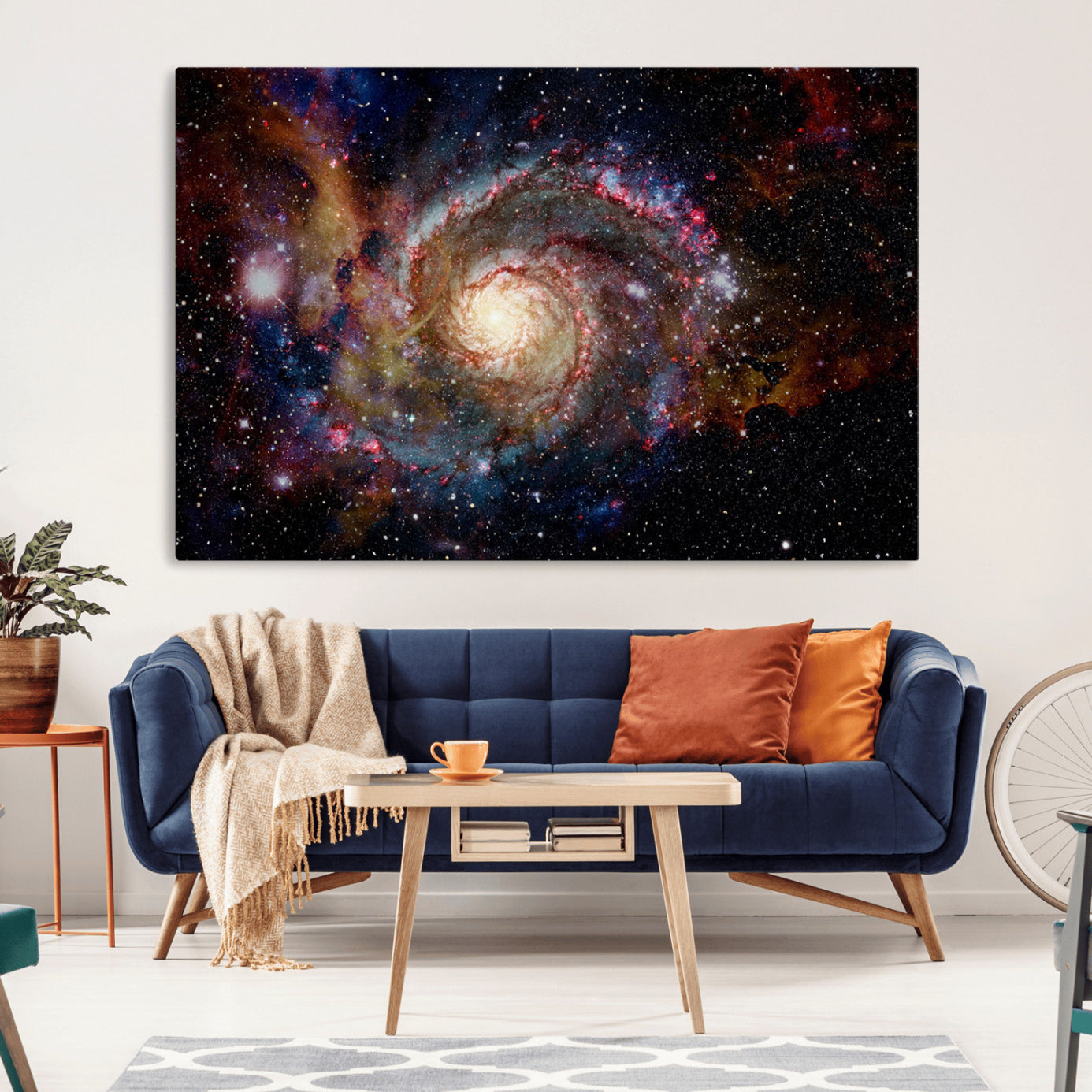 -Nebula and Galaxies in Space Wall Art Canvas Print, Spiral Galaxy Wall Art Canvas Print