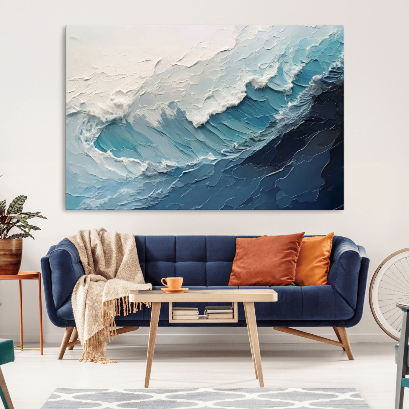 23887-MGV-CV-36X24-Ocean Wave Canvas Wall Art Print – Coastal Living Room Large Ocean Wave Seascape Wall Art for Home, Office, Living Room