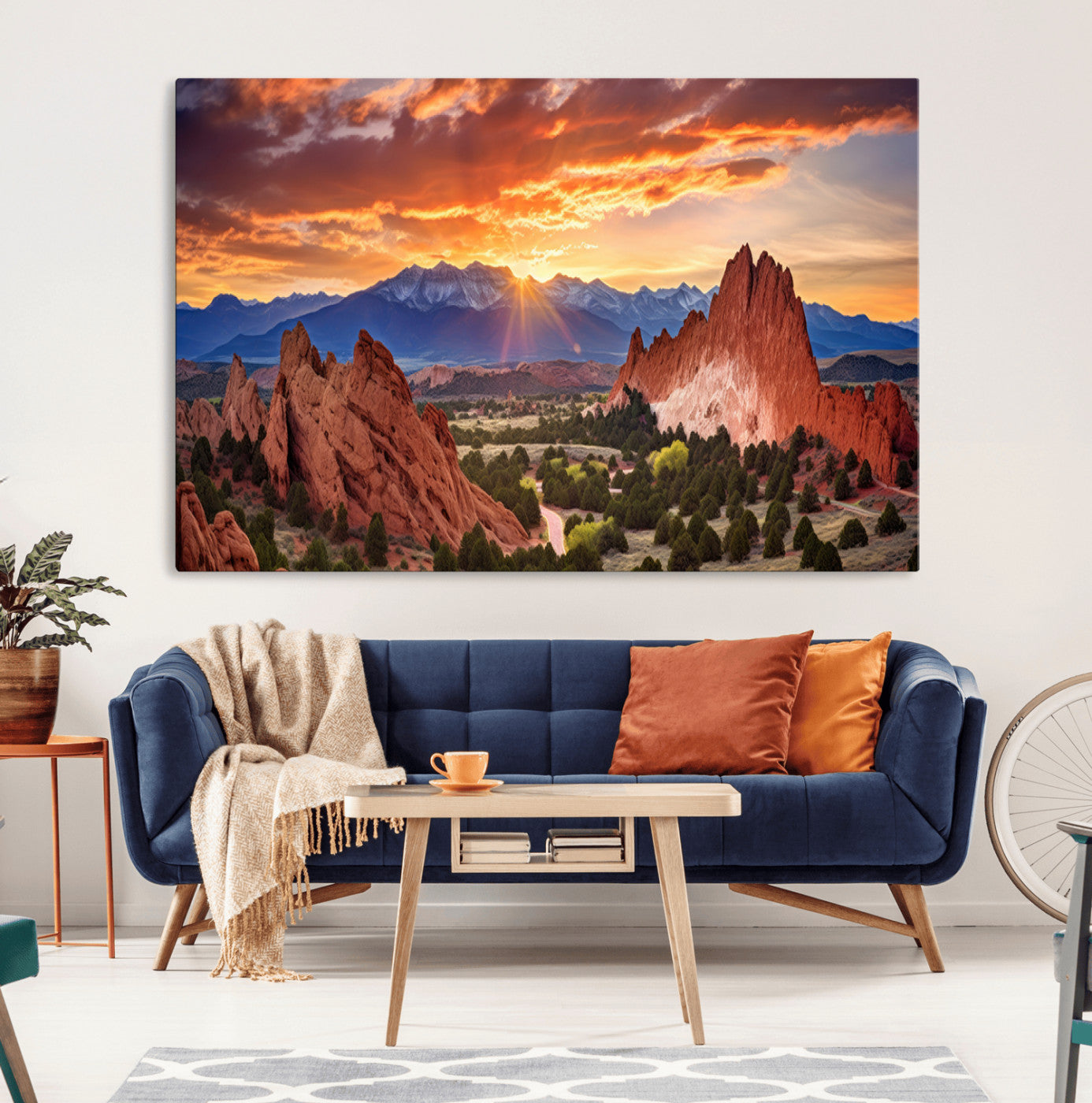 38182-MGV-CV-36X24-Rocky Mountains Sunset Wall Art Canvas Print – Ready to Hang, Framed Colorado Landscape