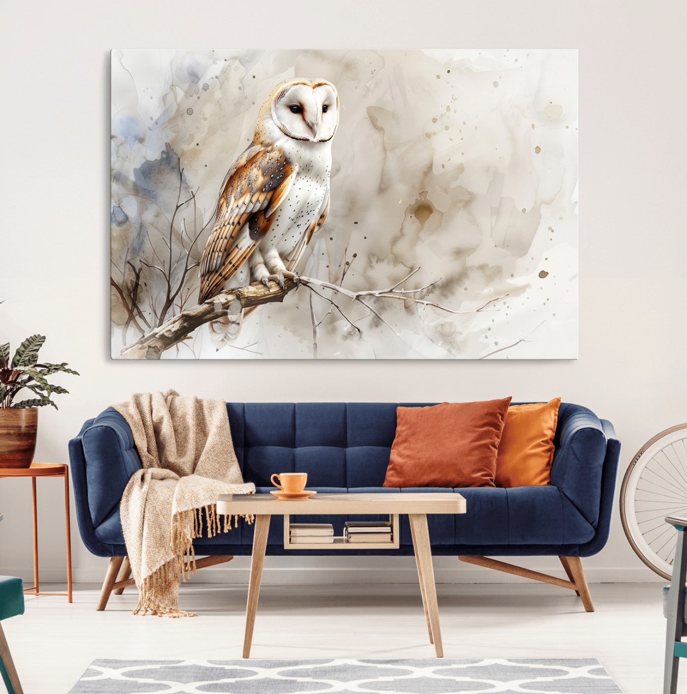 60812-MGV-CV-36X24-Barn Owl Wall Art | Watercolor Canvas Print | Perfect for Farmhouse Wall Decor | Ready to Hang