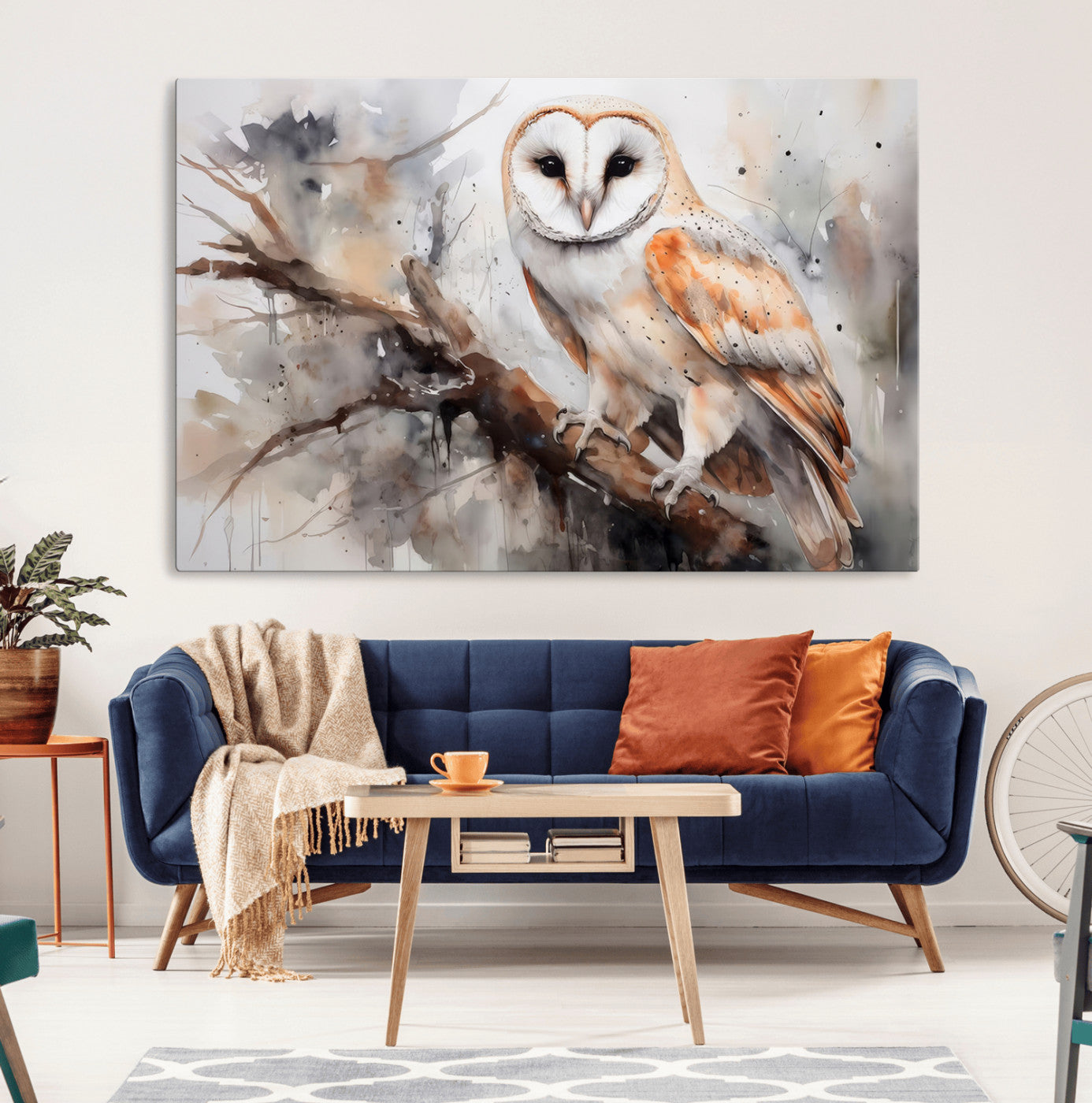 53515-MGV-CV-36X24-Barn Owl Wall Art | Watercolor Barn Owl Canvas Print | Perfect for Farmhouse Wall Decor | Ready to