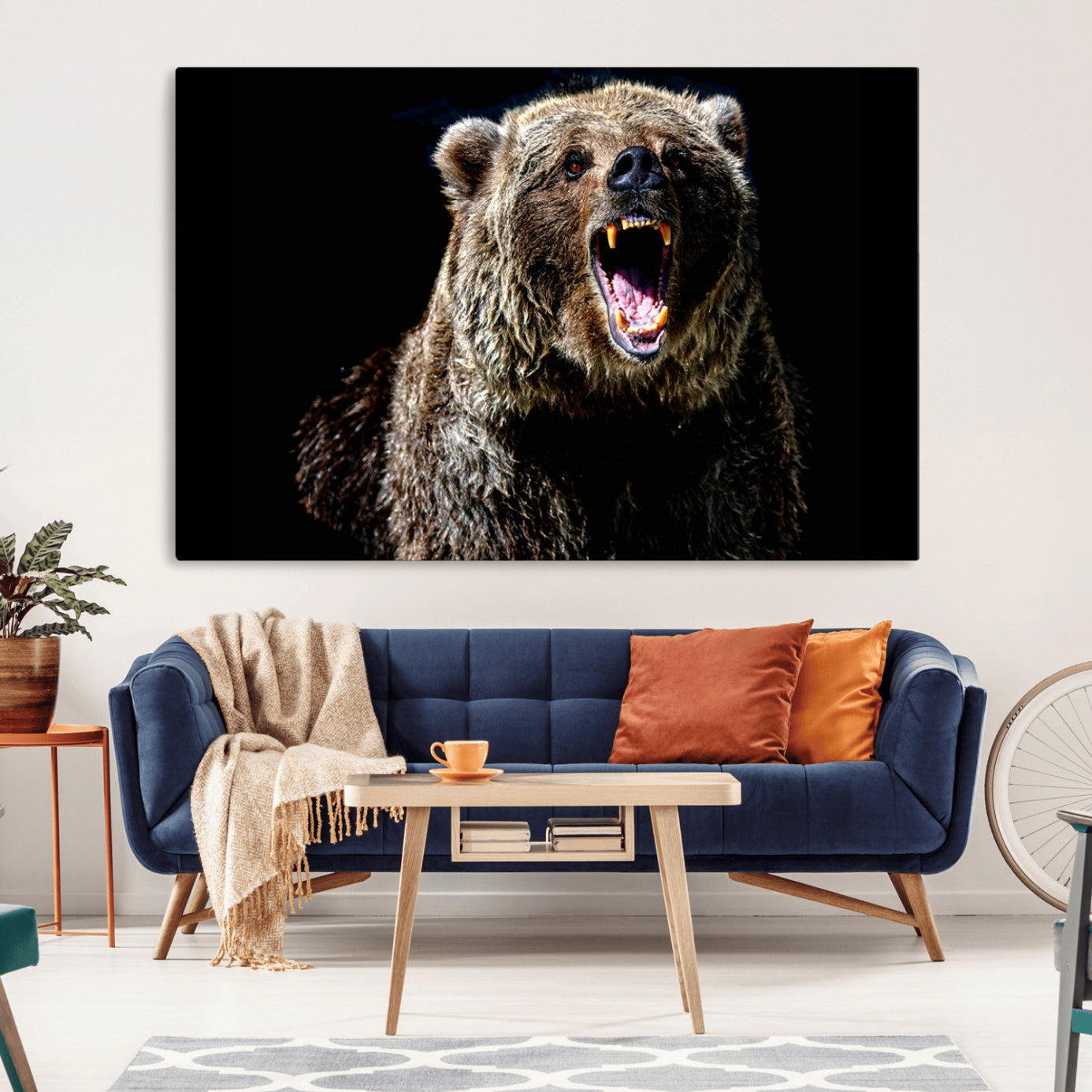 -Grizzly Bear Canvas Print | Wildlife Wall Art for Cabin Decor | Ready to Hang Framed