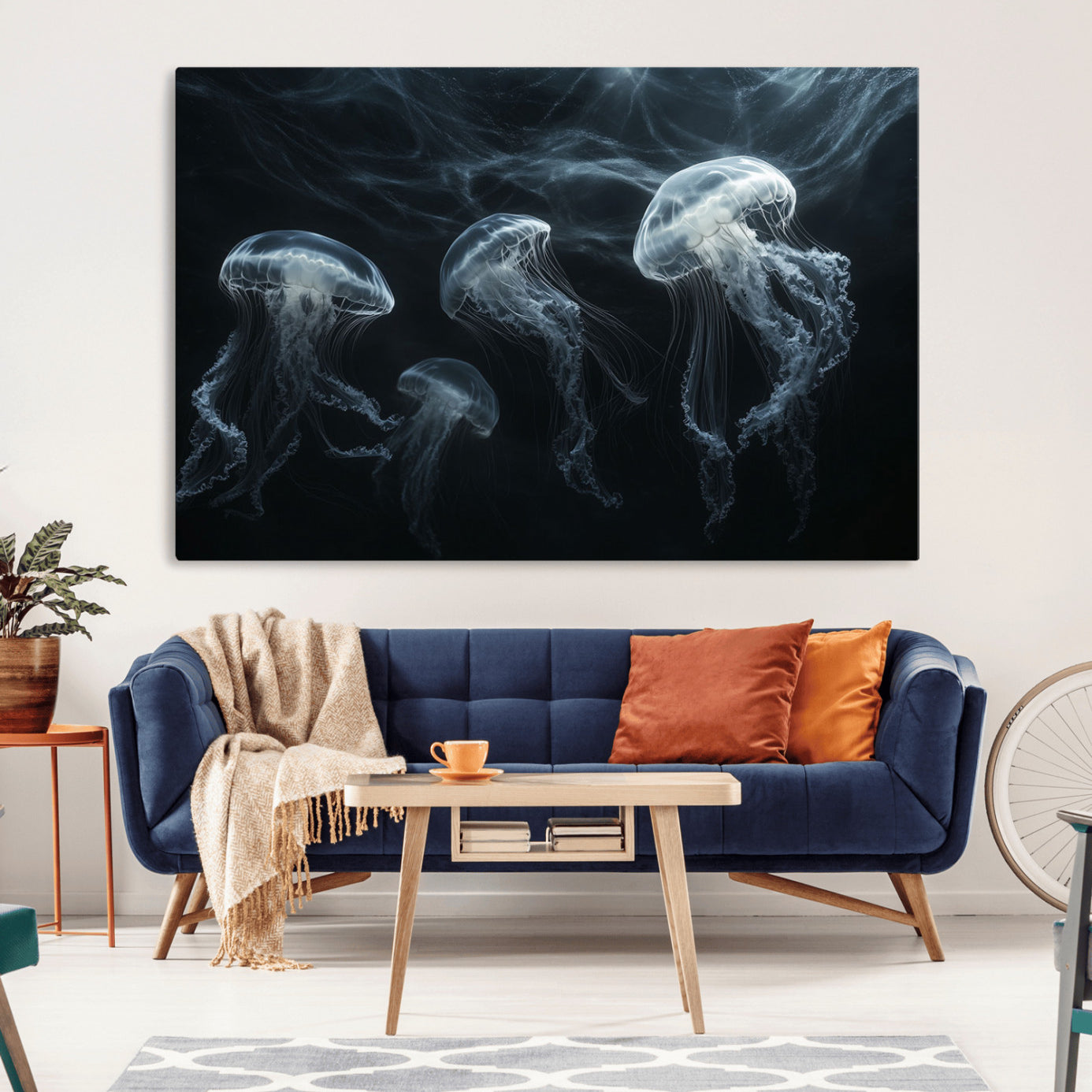 -Jellyfish Wall Art Canvas Print, Elegant Wall Decor